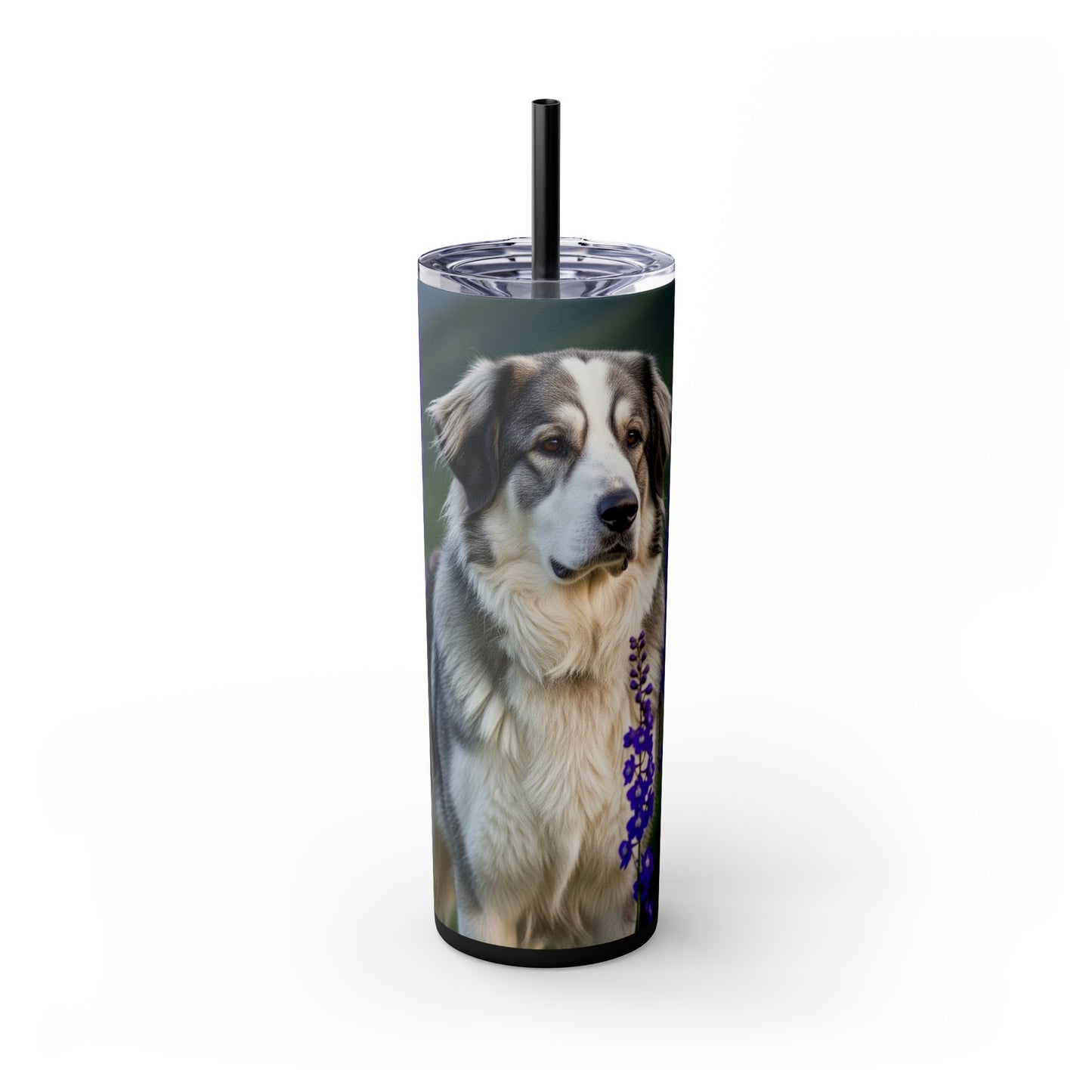 Tatra Shepherd Dog Skinny Tumbler with Straw, 20oz