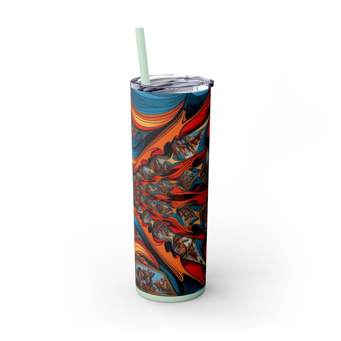 Optical Illusion Skinny Tumbler with Straw, 20oz