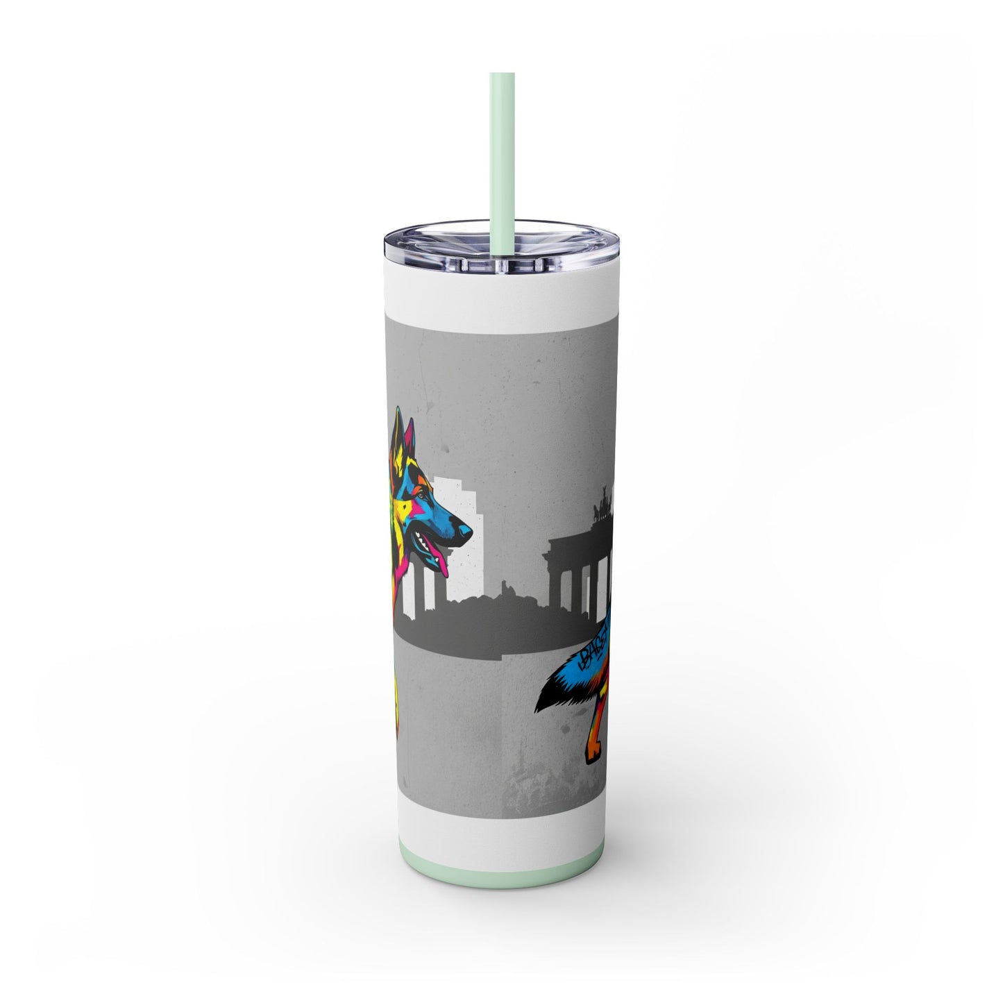 German Shepherd Skinny Tumbler with Straw, 20oz
