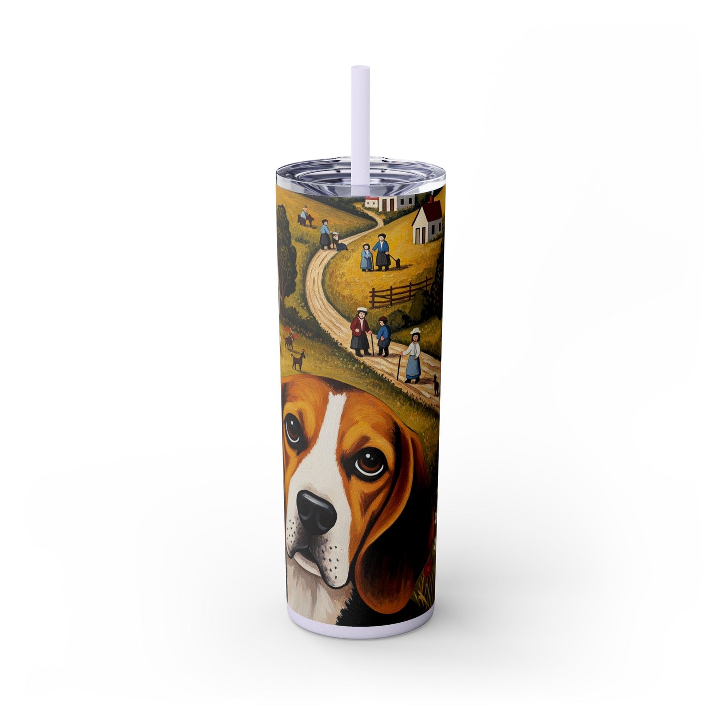Beagle Skinny Tumbler with Straw, 20oz