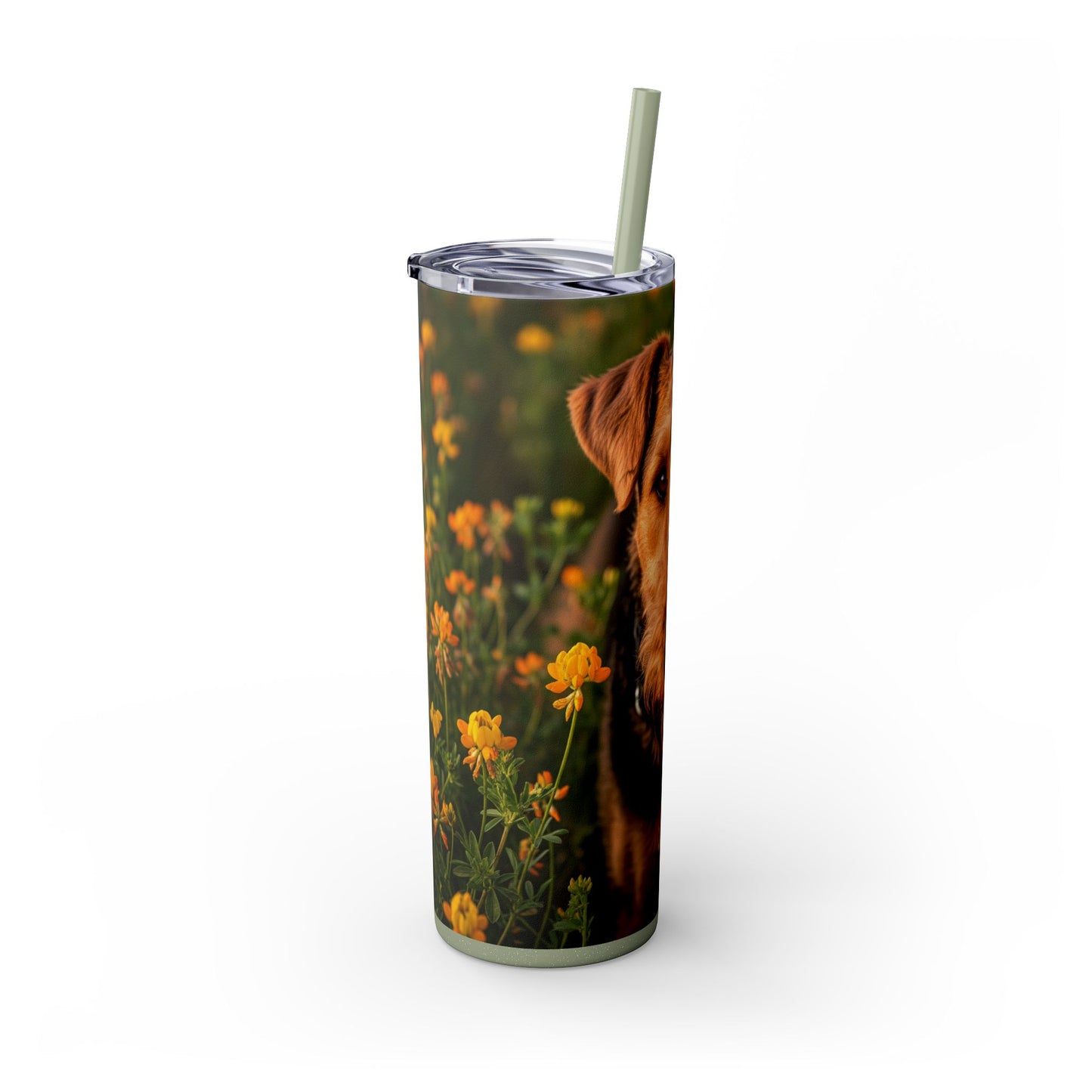 Airedale Terrier Skinny Tumbler with Straw, 20oz