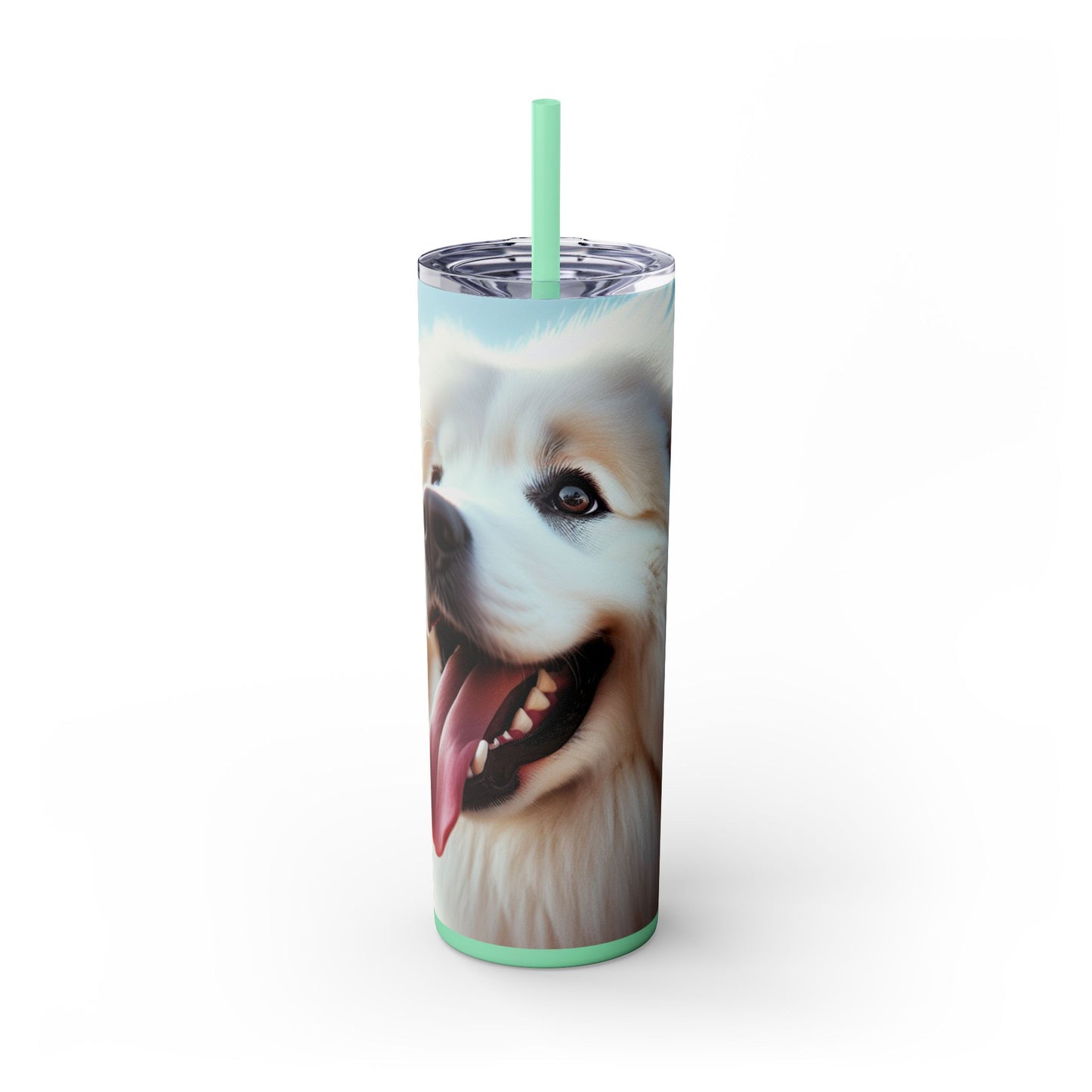 Pyrenean Mountain Dog Skinny Tumbler with Straw, 20oz