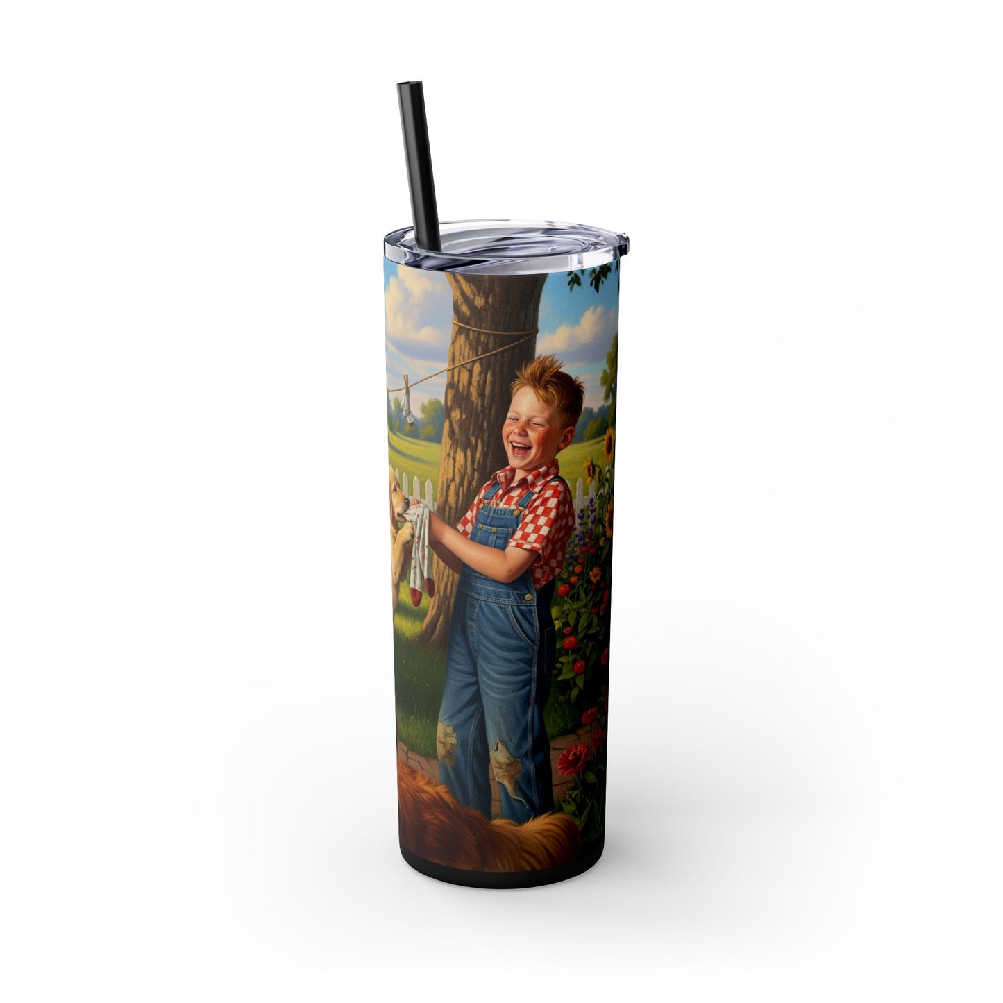 Golden Retriever Skinny Tumbler with Straw, 20oz