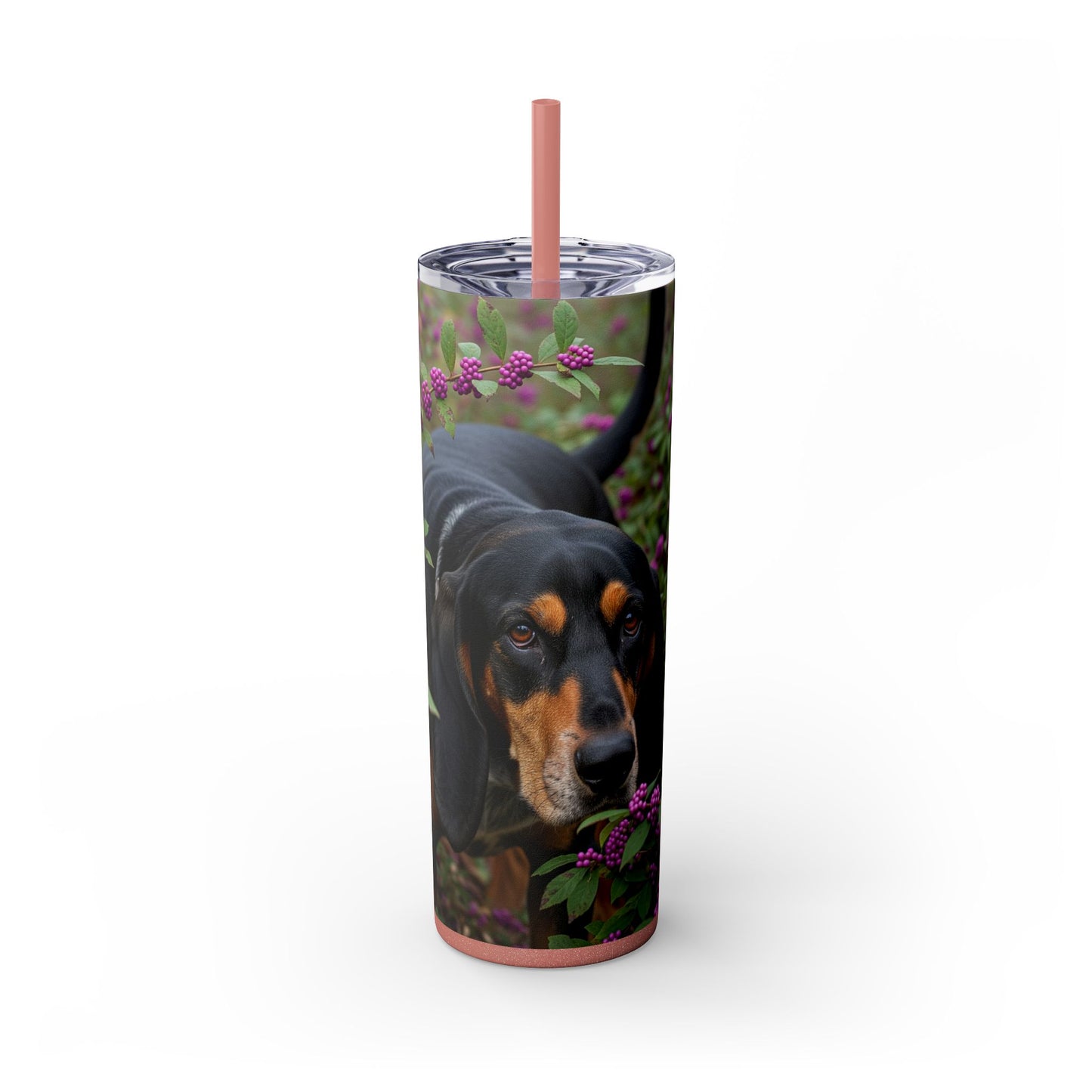 Black and Tan Coonhound Tumbler with Straw, 20oz