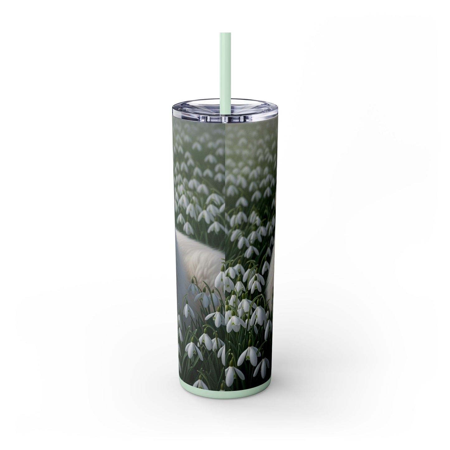 Pyrenean Mastiff Skinny Tumbler with Straw, 20oz