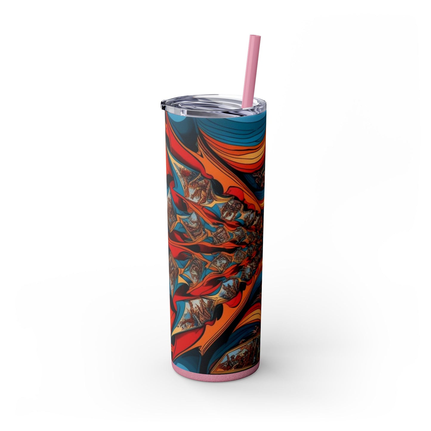 Optical Illusion Skinny Tumbler with Straw, 20oz