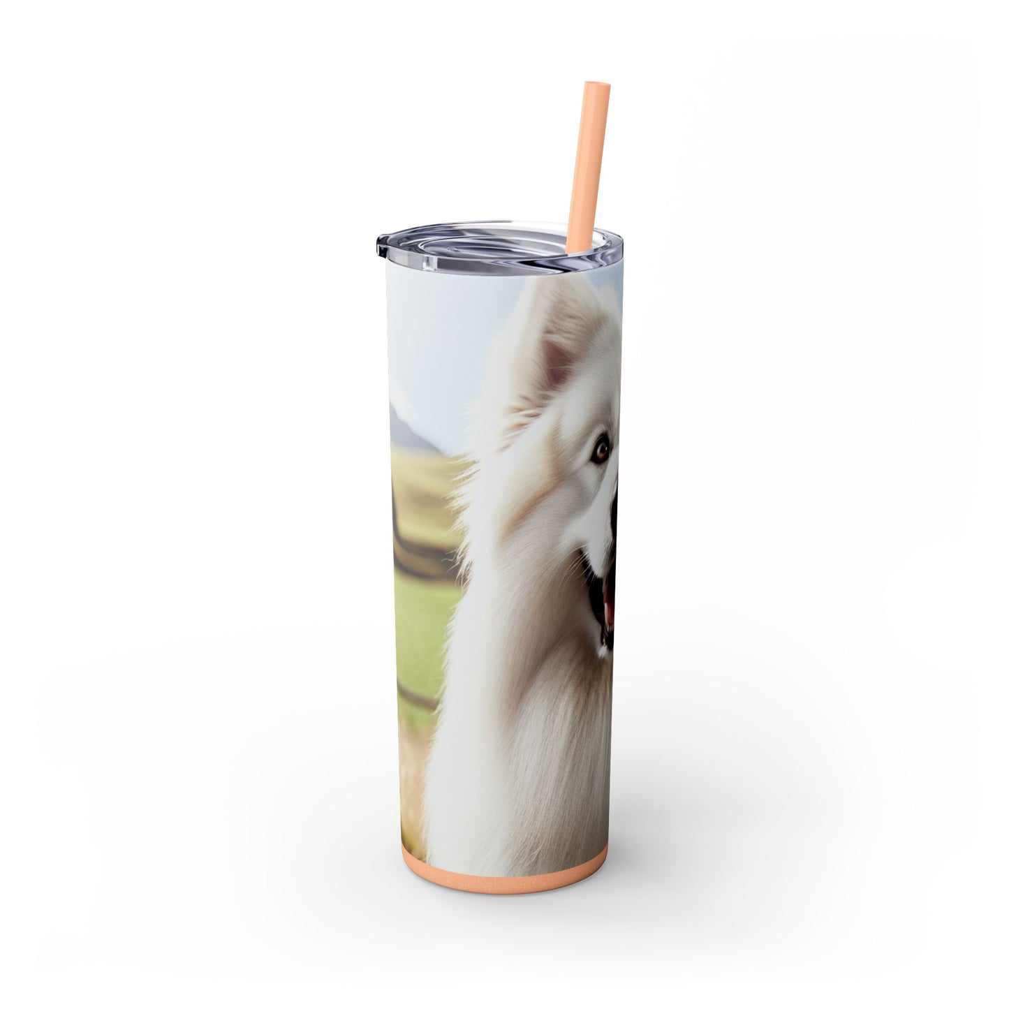 White Swiss Shepherd Dog Skinny Tumbler with Straw, 20oz