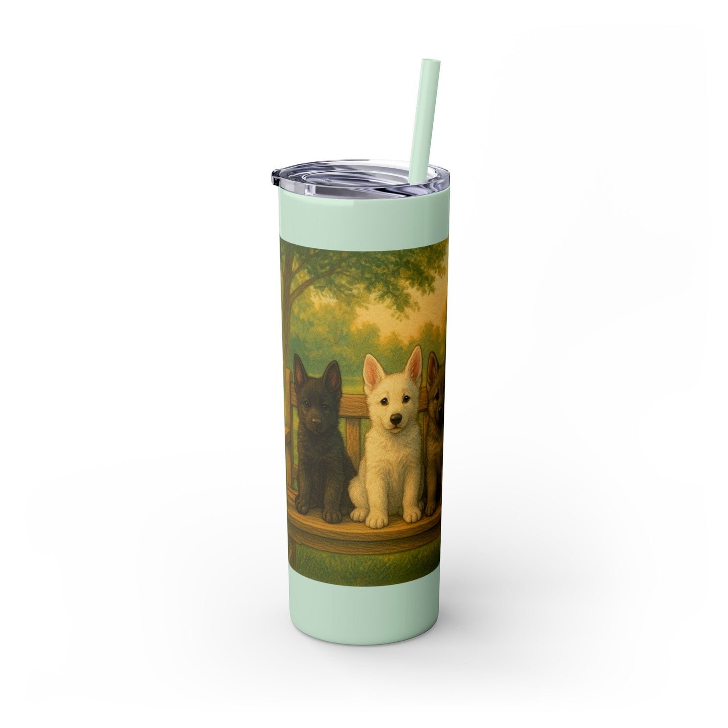 German Shepherd puppies Tumbler with Straw, 20oz