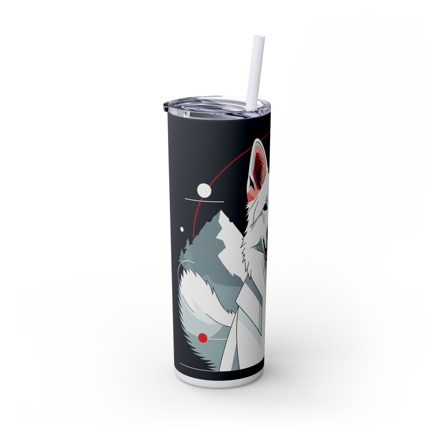 White Swiss Shepherd Dog Skinny Tumbler with Straw, 20oz