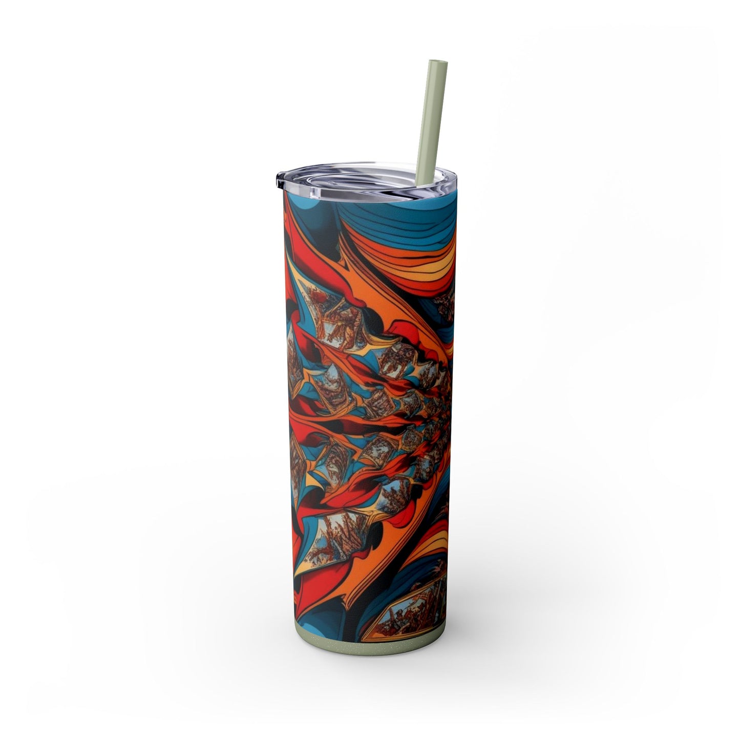 Optical Illusion Skinny Tumbler with Straw, 20oz