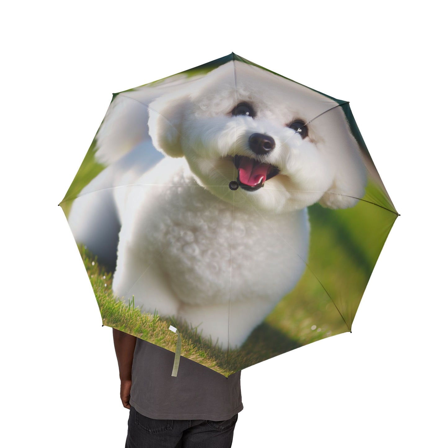 Bichon Frise Semi-Automatic Foldable Umbrella