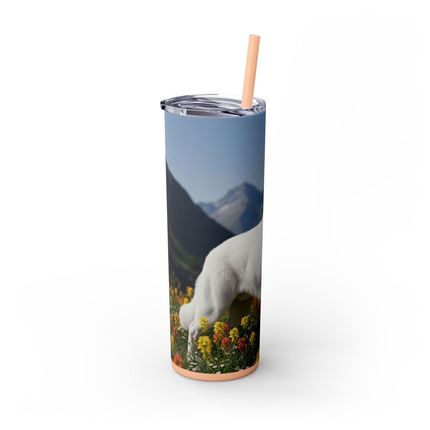 White Swiss Shepherd Dog Skinny Tumbler with Straw, 20oz