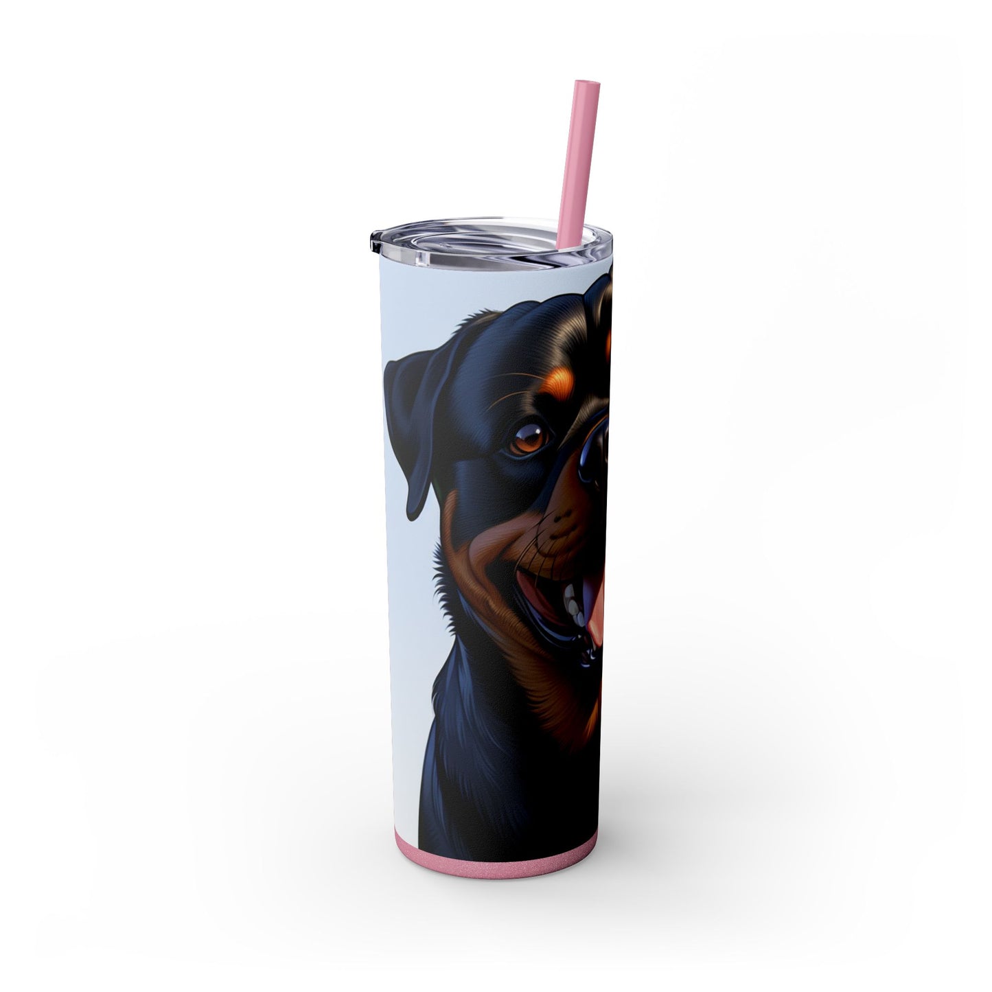 Rottweiler Skinny Tumbler with Straw, 20oz