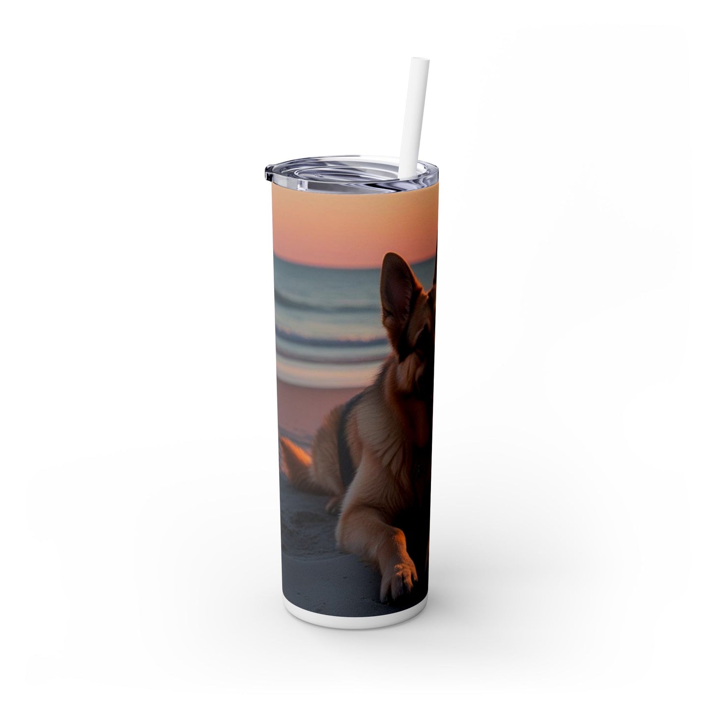 German Shepherd Love Skinny Tumbler with Straw, 20oz