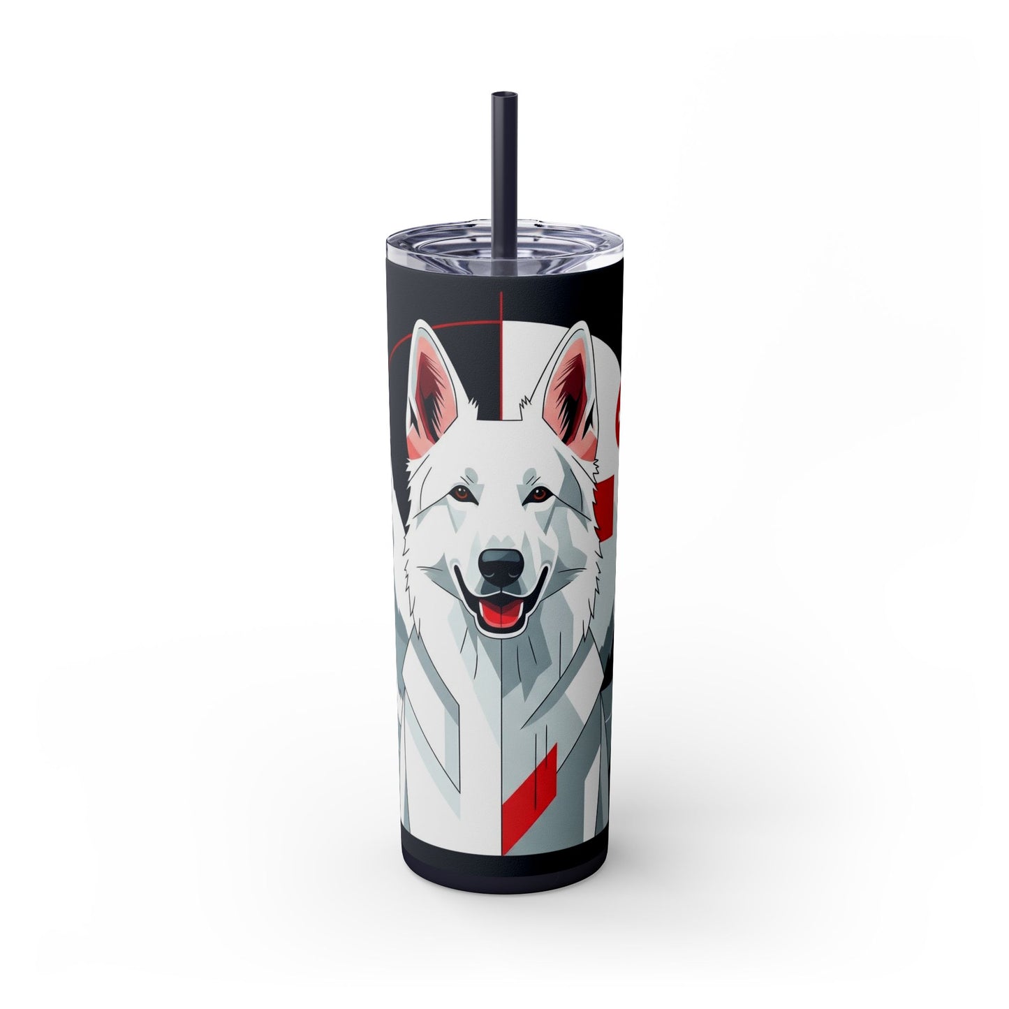 White Swiss Shepherd Dog Skinny Tumbler with Straw, 20oz