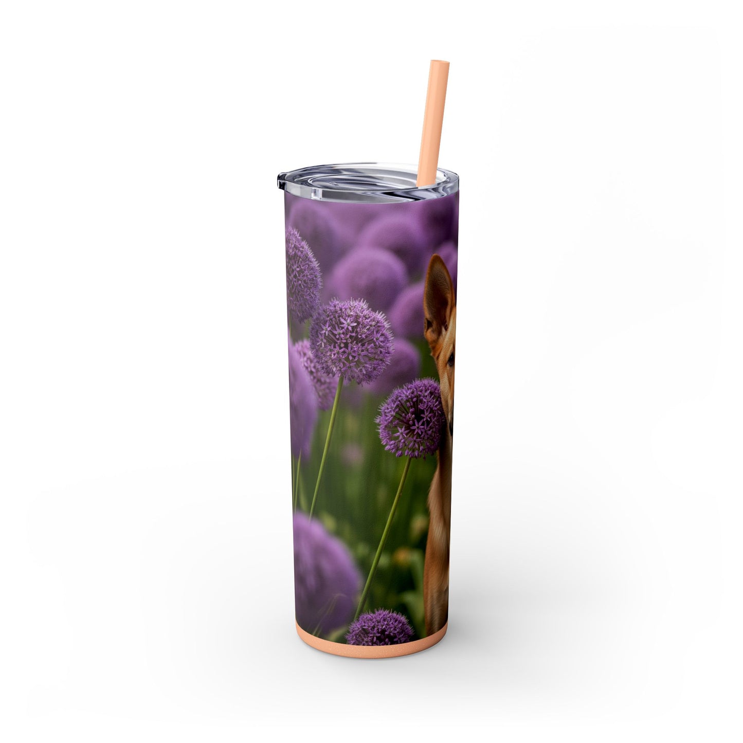 Canaan Dog Skinny Tumbler with Straw, 20oz
