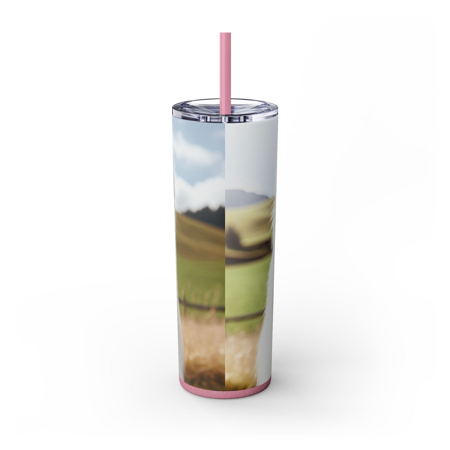 White Swiss Shepherd Dog Skinny Tumbler with Straw, 20oz