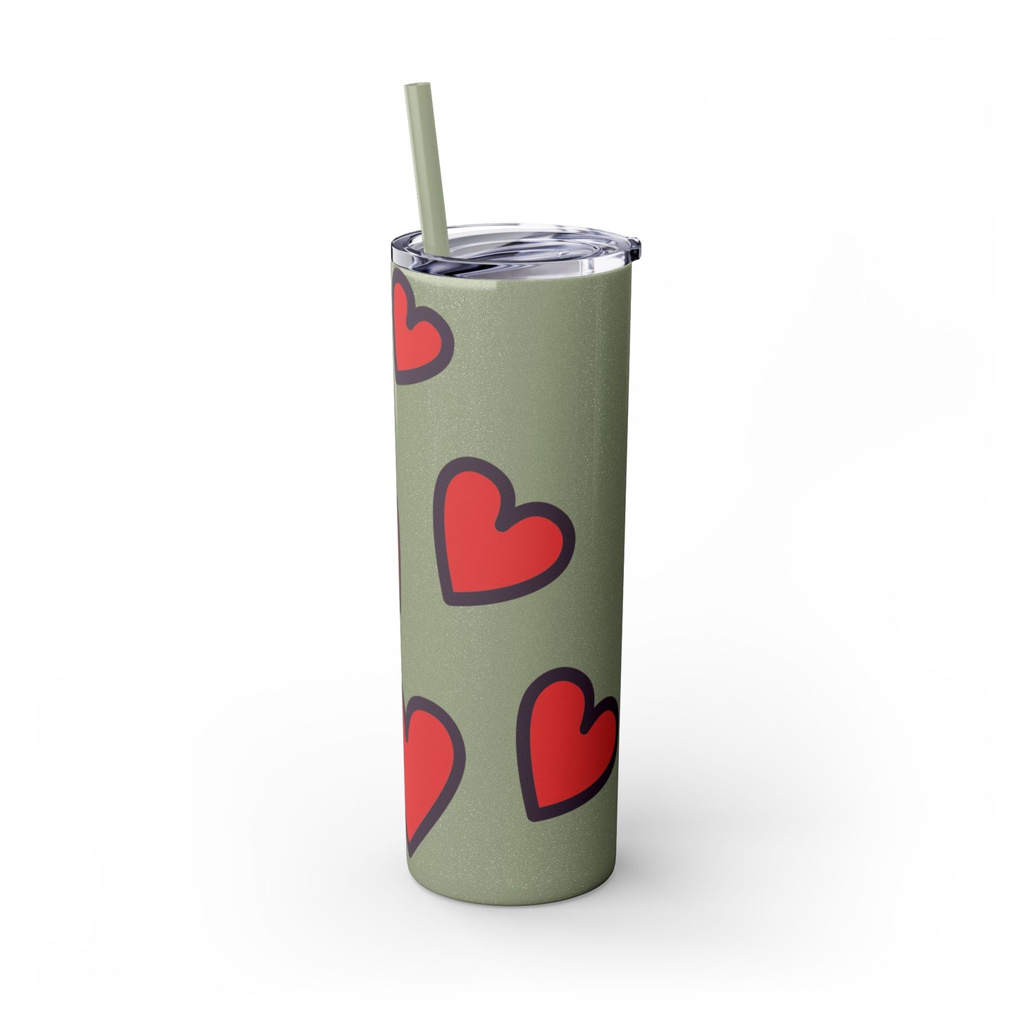 Hearts Skinny Tumbler with Straw, 20oz