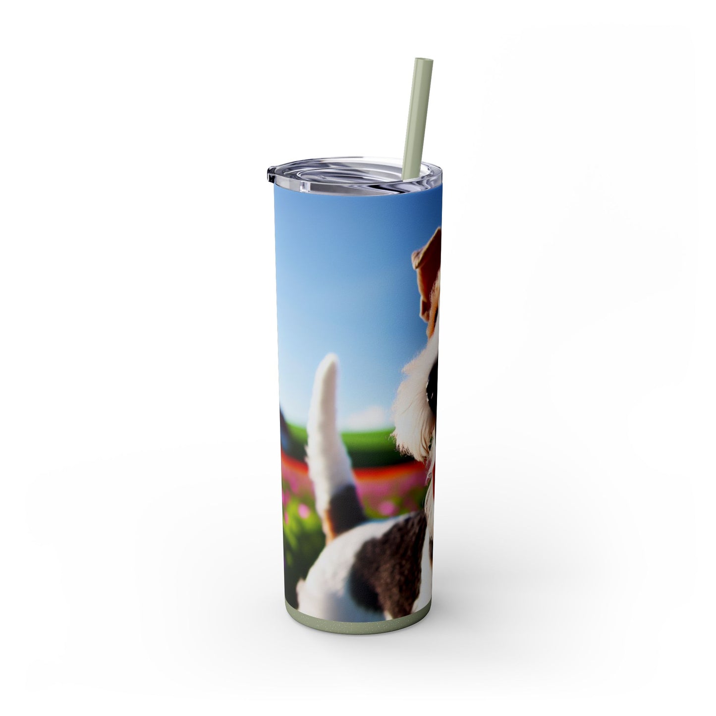 Wire Fox Terrier Skinny Tumbler with Straw, 20oz