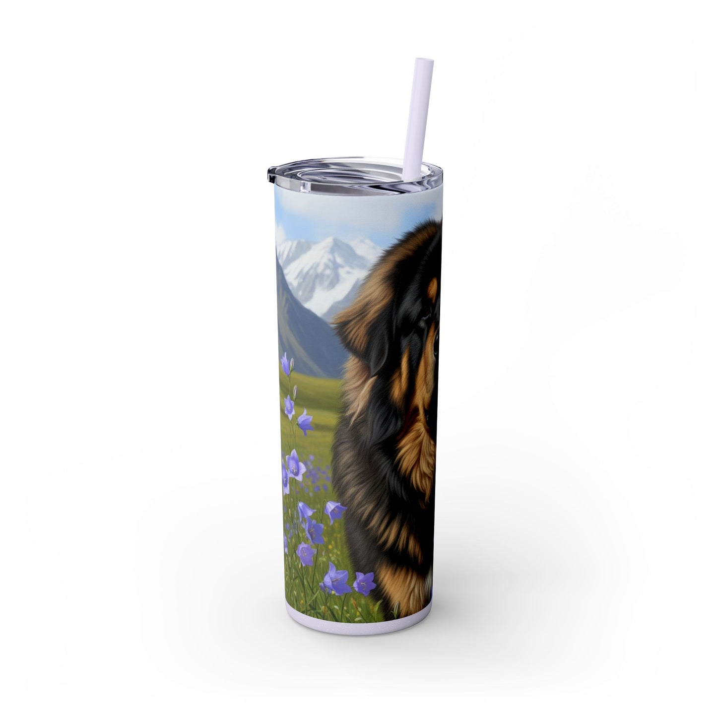 Tibetan Mastiff Skinny Tumbler with Straw, 20oz