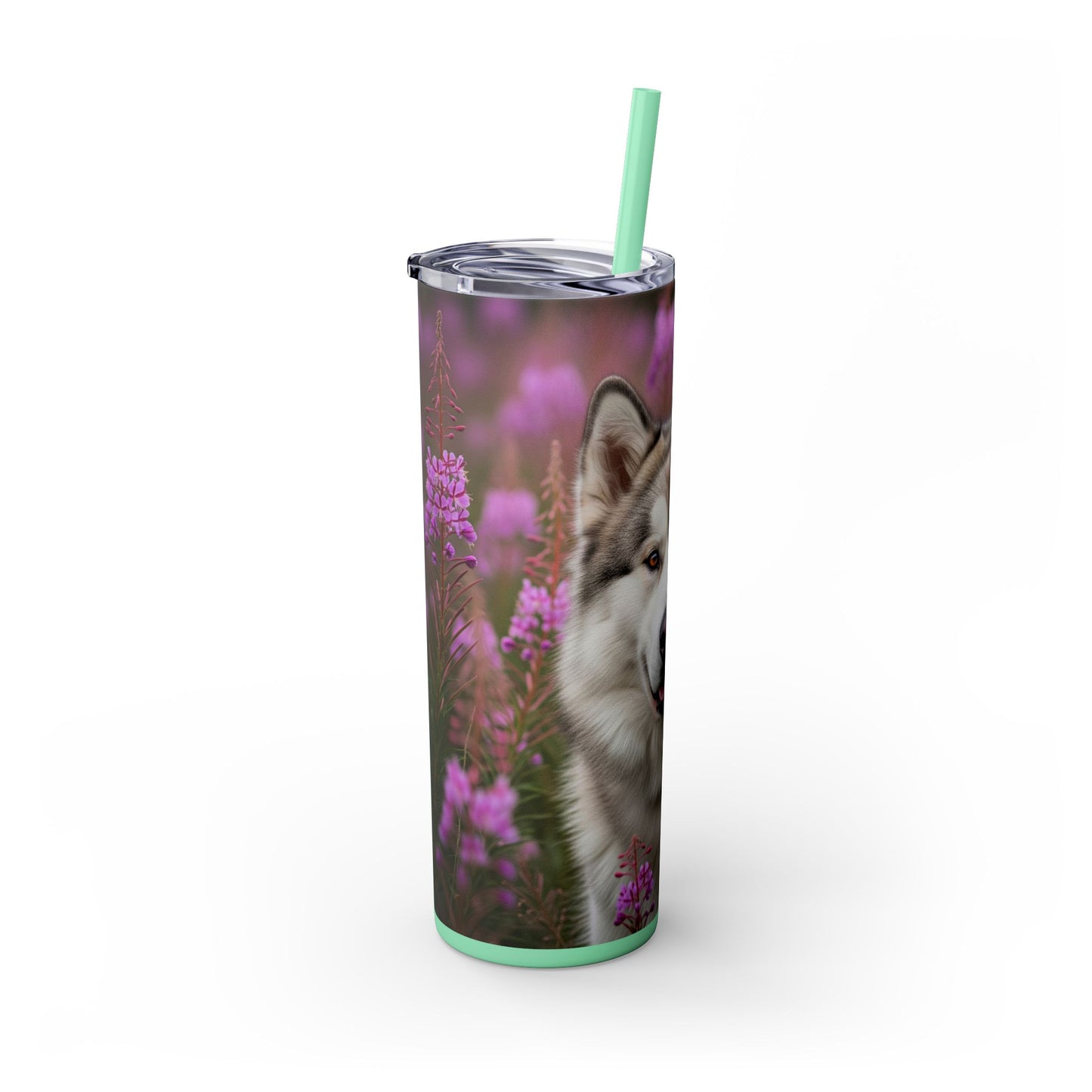 Alaskan Malamute Skinny Tumbler with Straw, 20oz