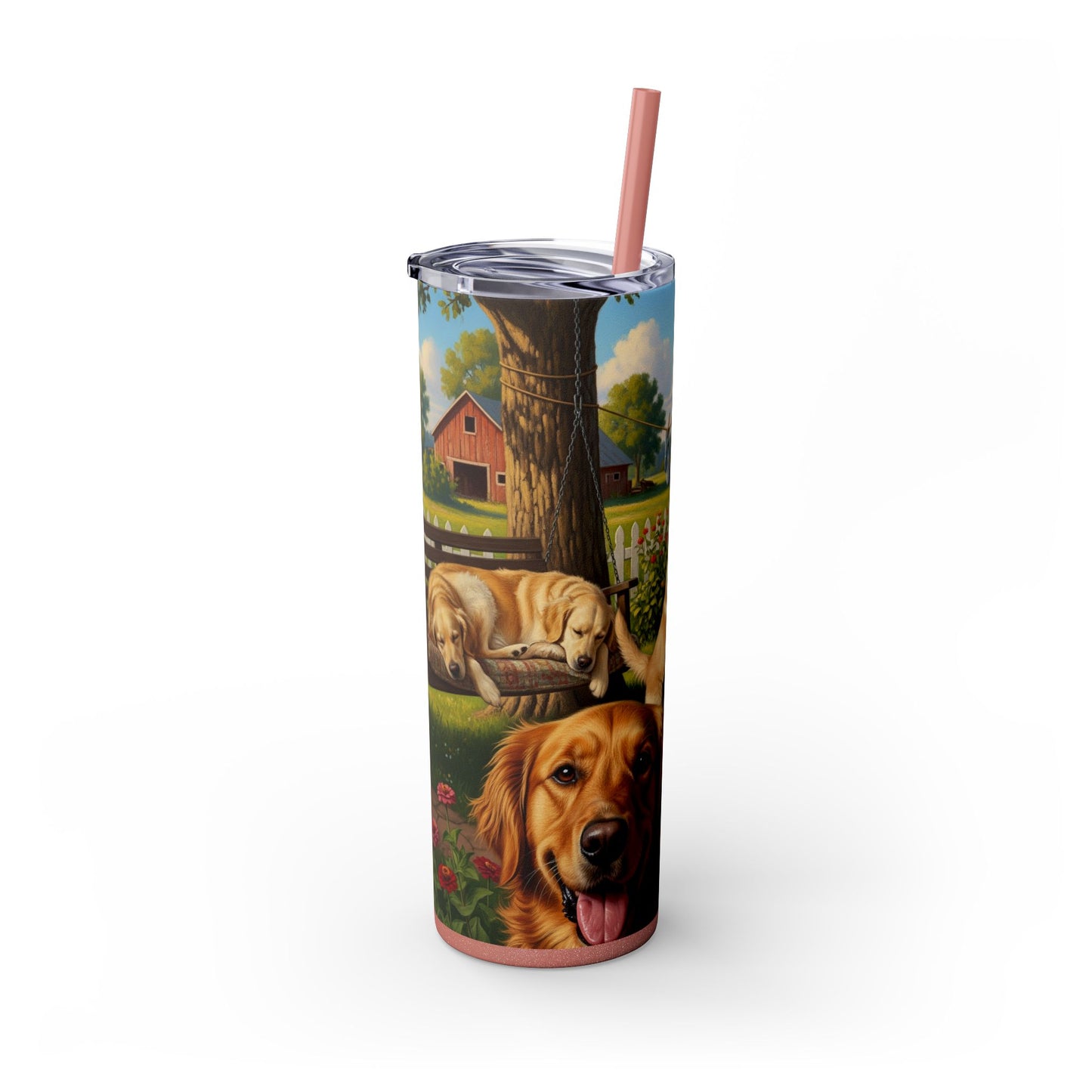 Golden Retriever Skinny Tumbler with Straw, 20oz