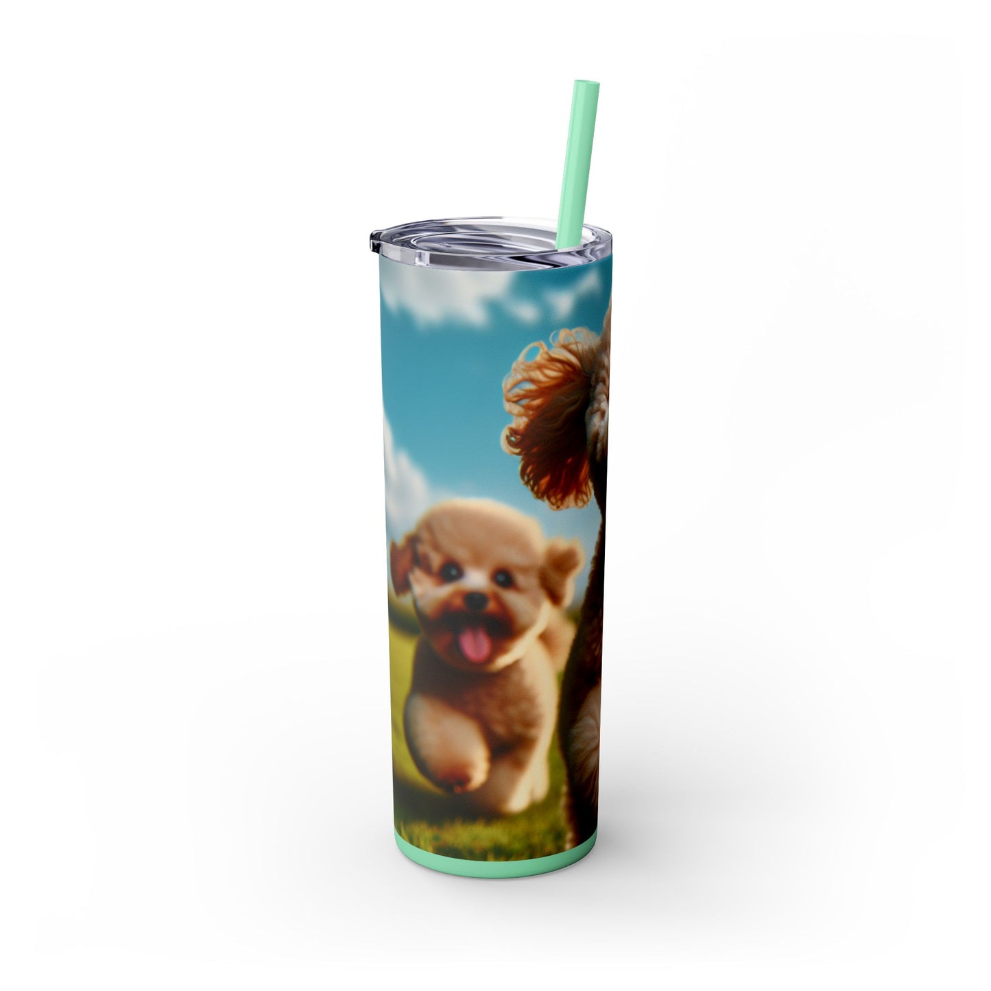 Toy Poodle Skinny Tumbler with Straw, 20oz