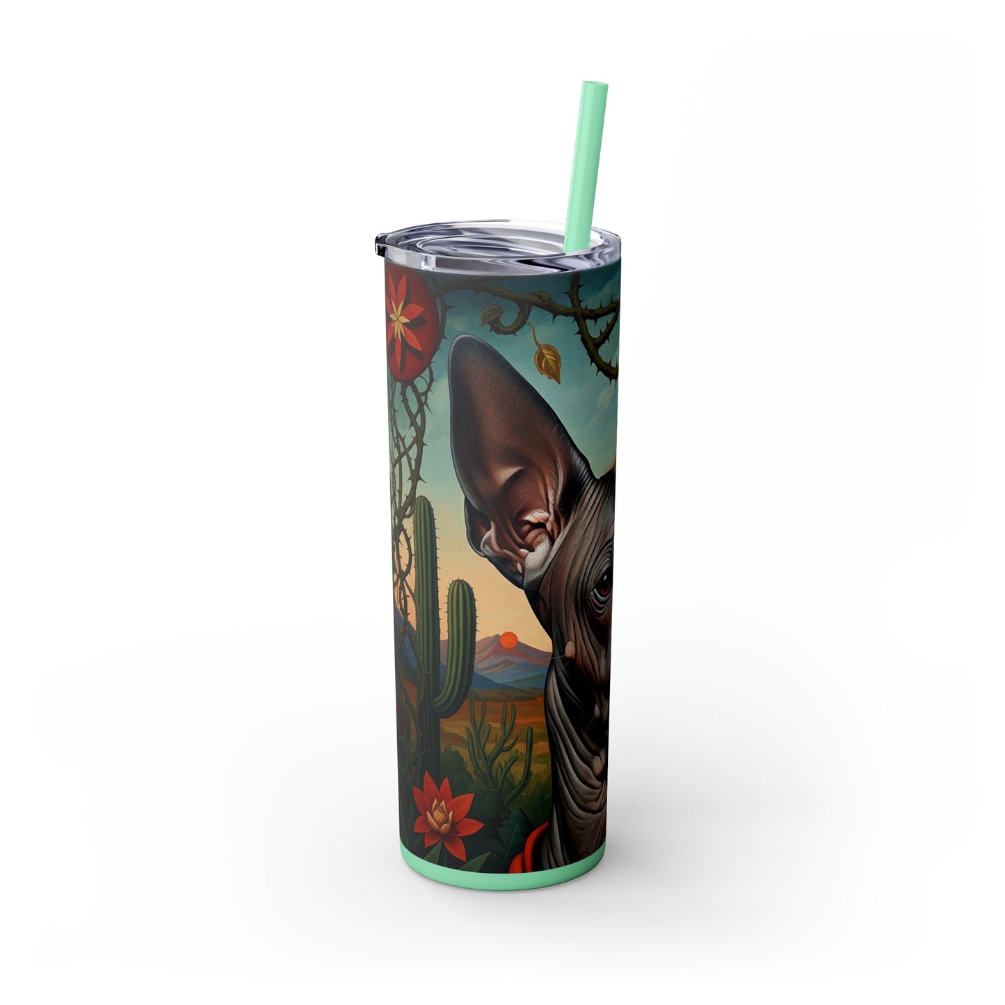 Xoloitzcuintli Skinny Tumbler with Straw, 20oz