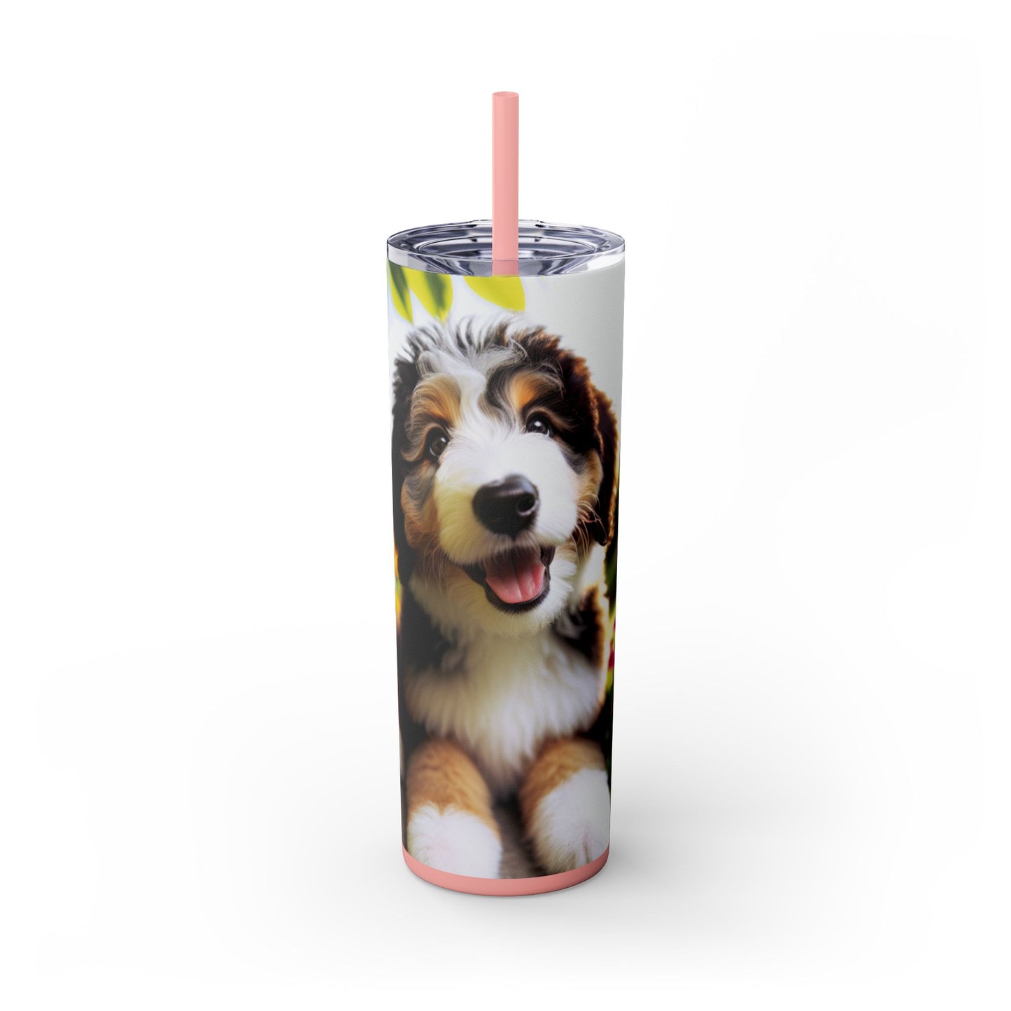 Bernedoodle Skinny Tumbler with Straw, 20oz