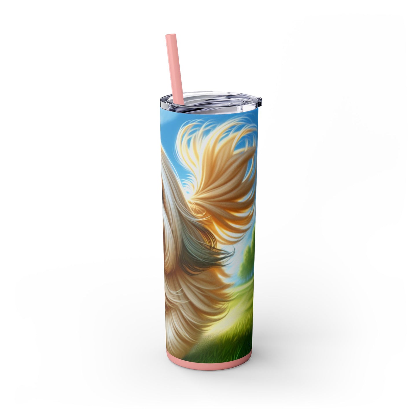 Lhasa Apso Skinny Tumbler with Straw, 20oz