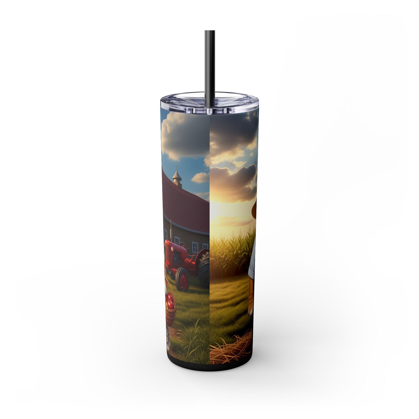 Bulldog Skinny Tumbler with Straw, 20oz