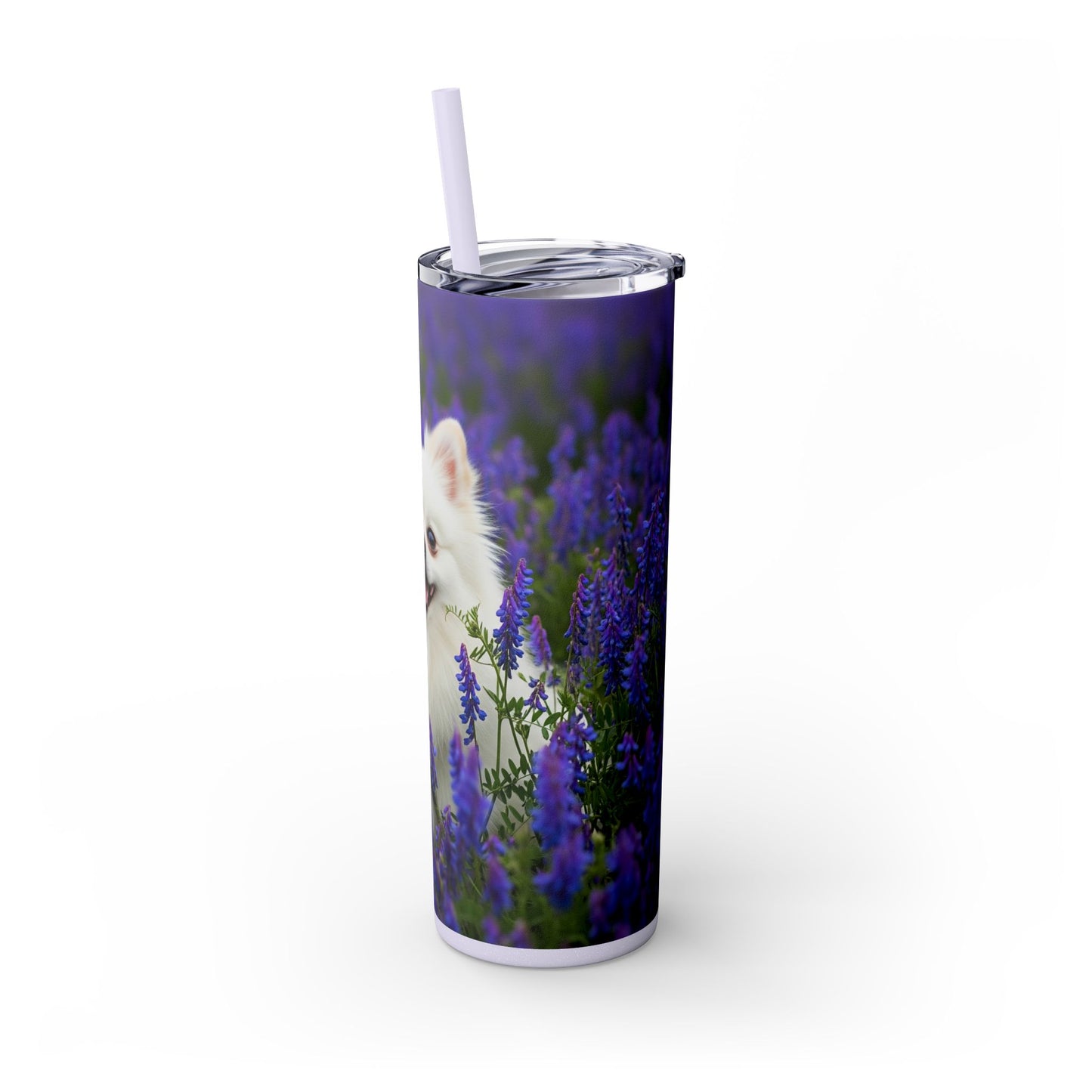 Pomeranian Skinny Tumbler with Straw, 20oz
