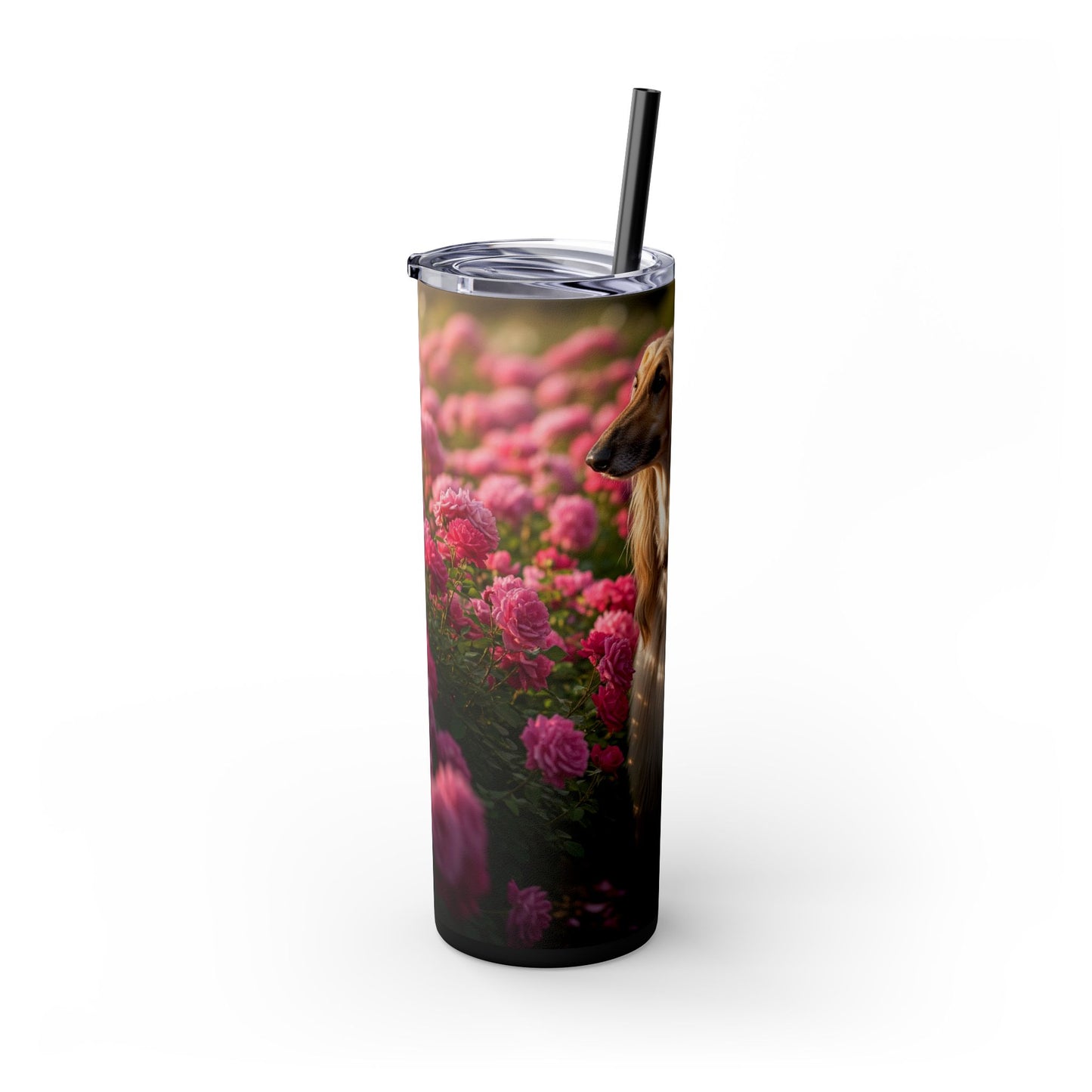 Afghan Hound Skinny Tumbler with Straw, 20oz