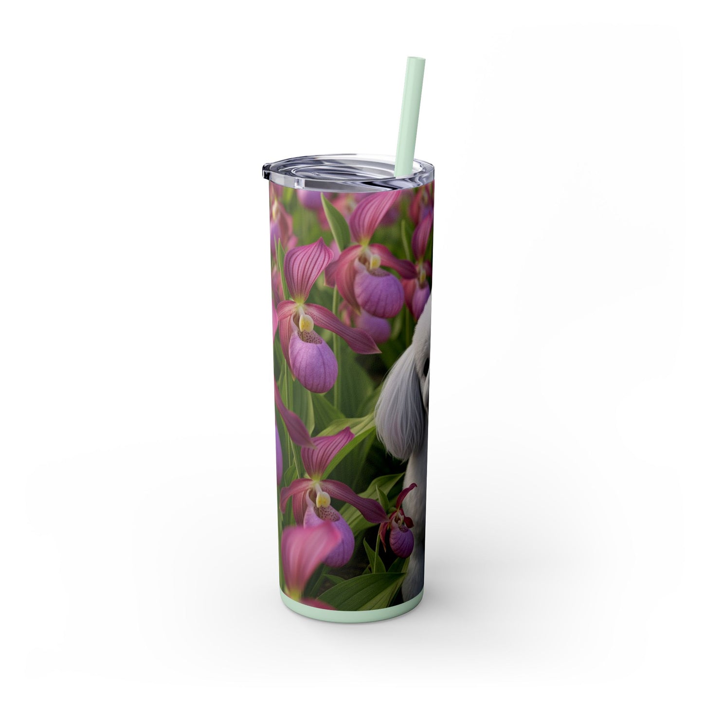 Toy Poodle Skinny Tumbler with Straw, 20oz