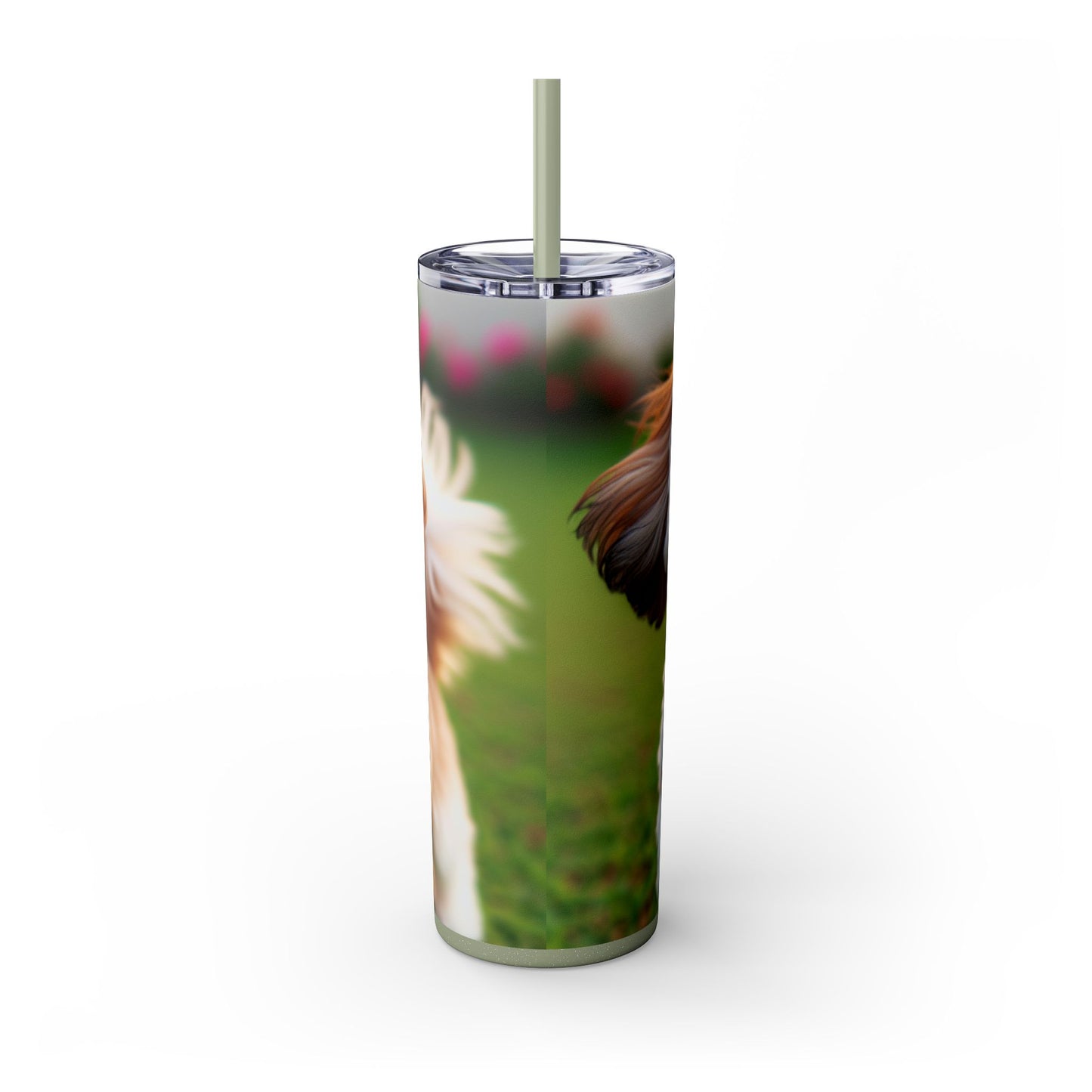 Shih-poo Skinny Tumbler with Straw, 20oz