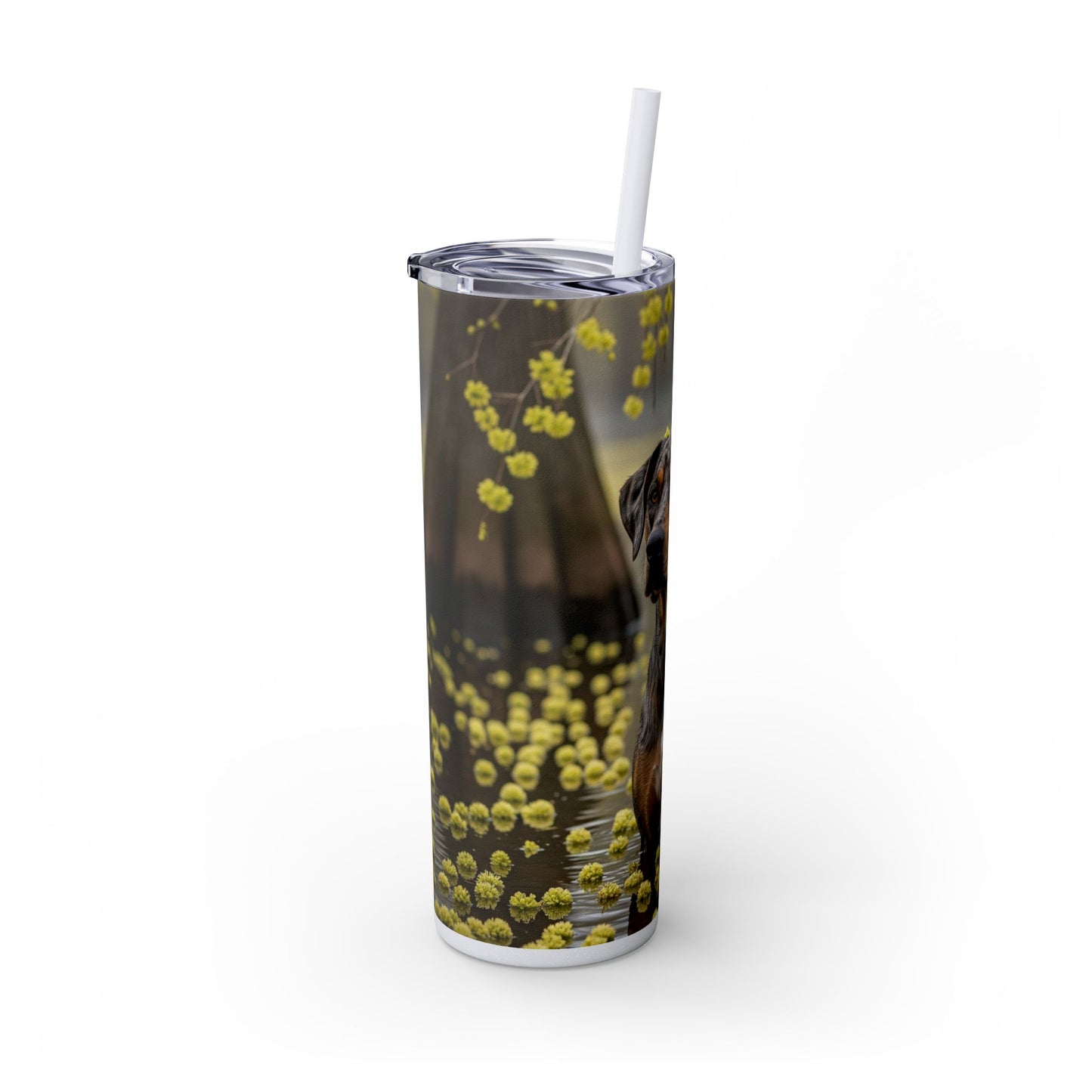 Catahoula Leopard Dog Skinny Tumbler with Straw, 20oz