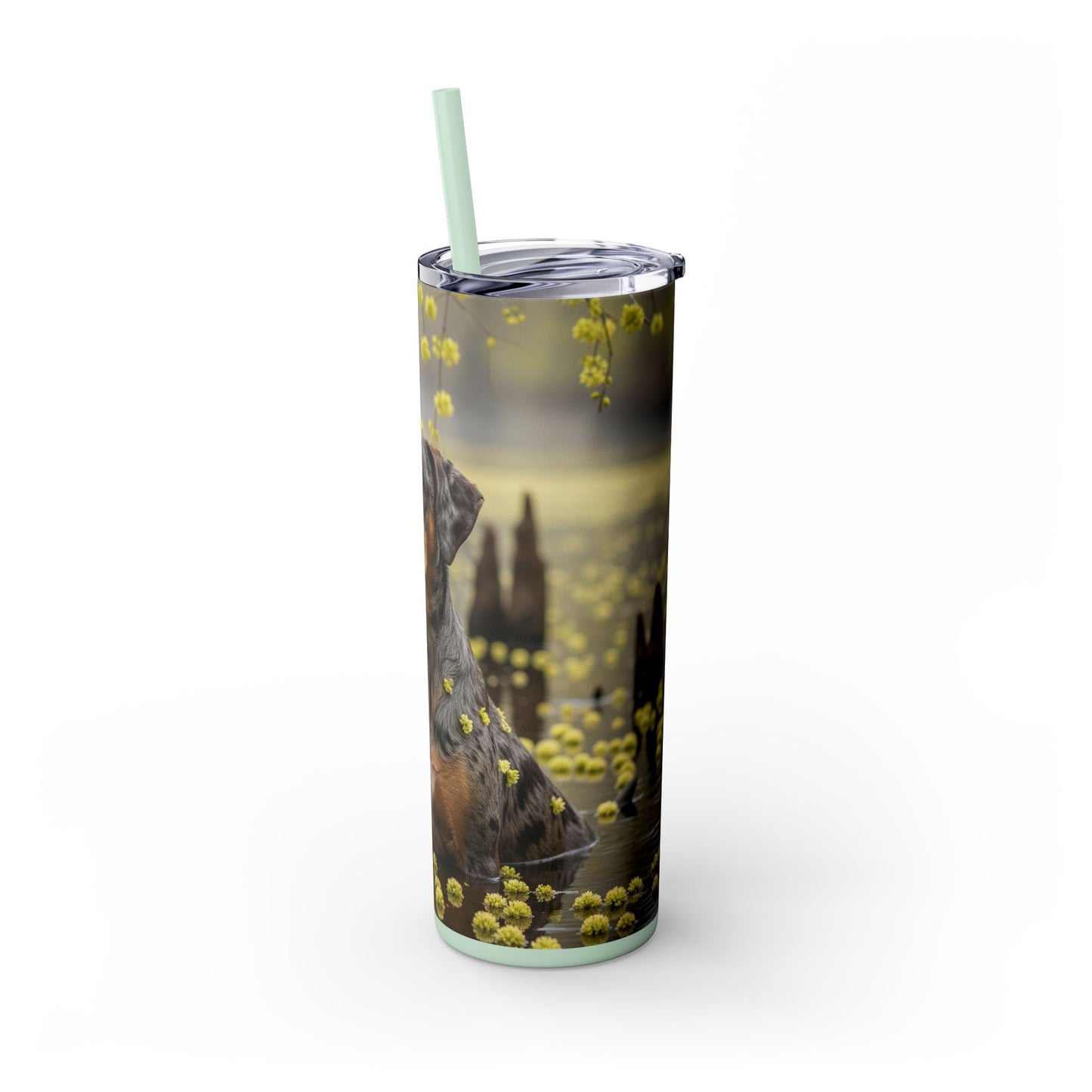 Catahoula Leopard Dog Skinny Tumbler with Straw, 20oz