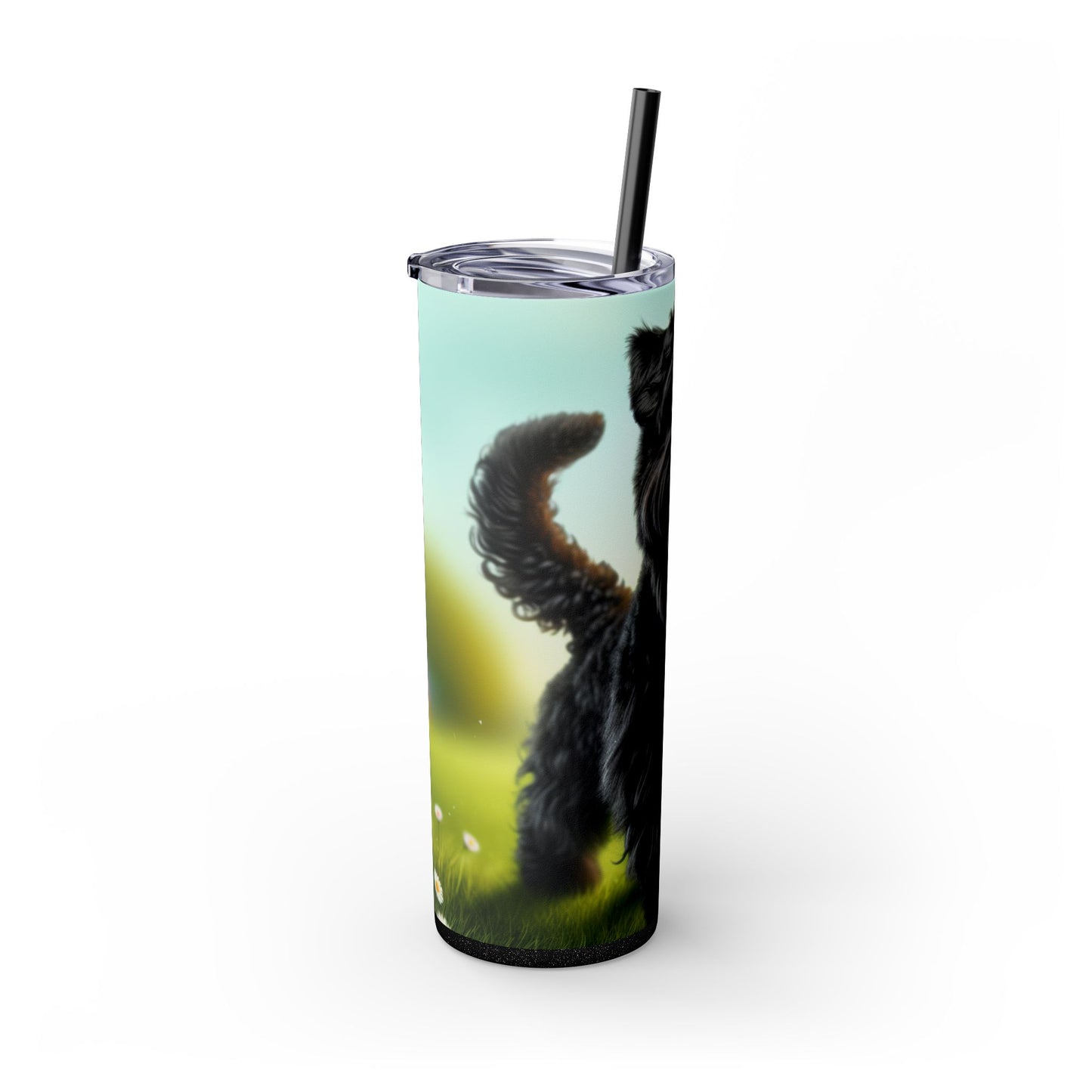 Russian Black Terrier Skinny Tumbler with Straw, 20oz
