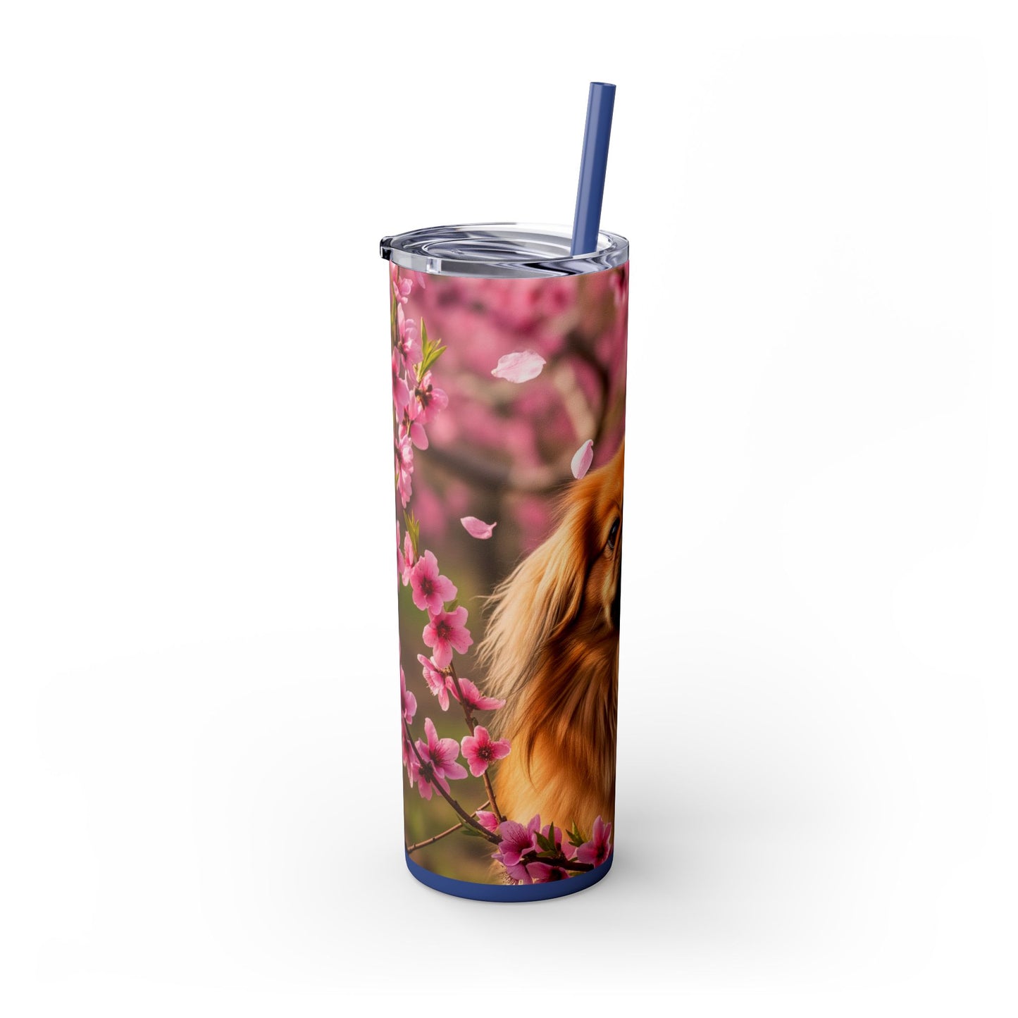 Pekingese Skinny Tumbler with Straw, 20oz