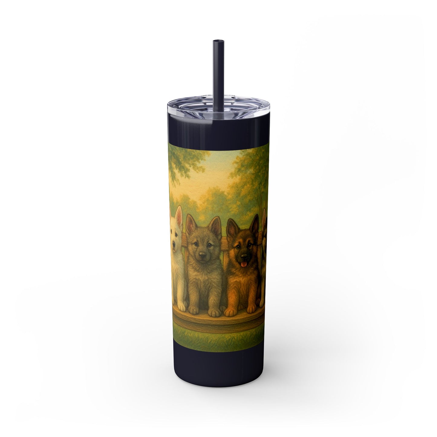 German Shepherd puppies Tumbler with Straw, 20oz