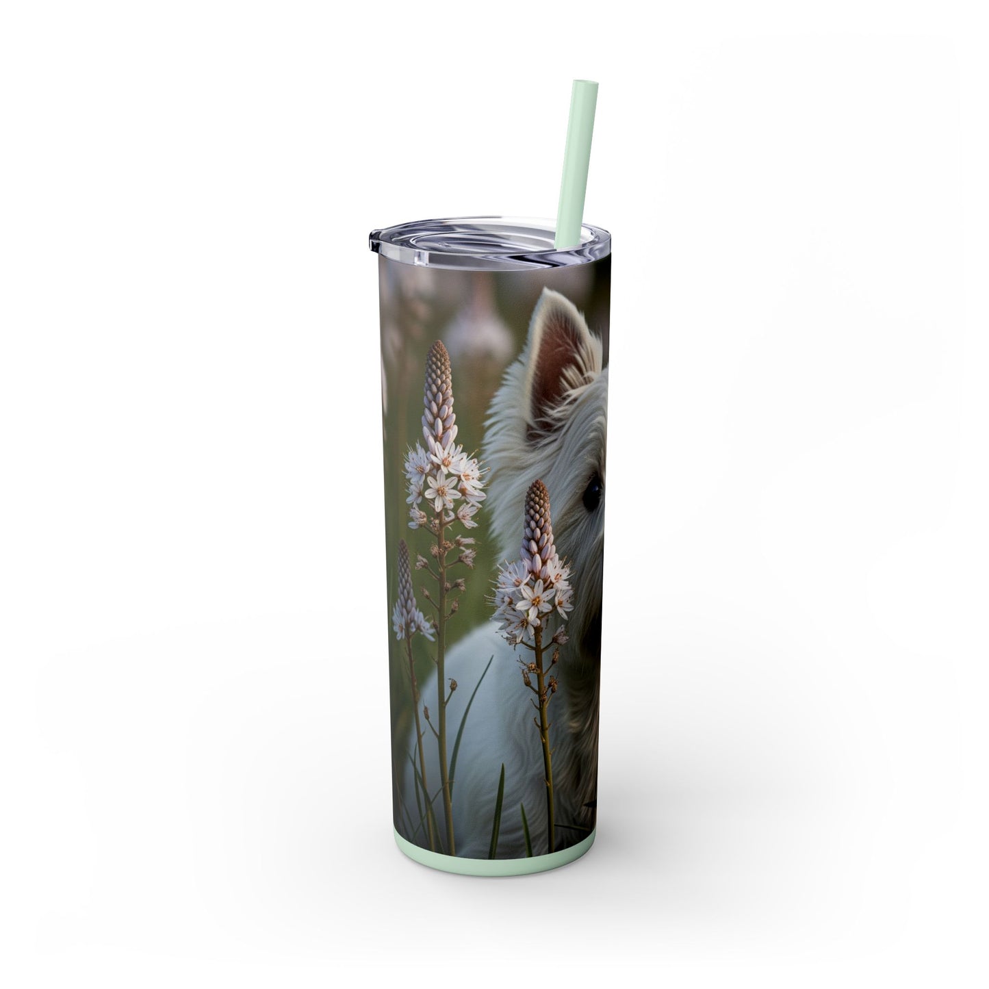 West Highland White Terrier Skinny Tumbler with Straw, 20oz