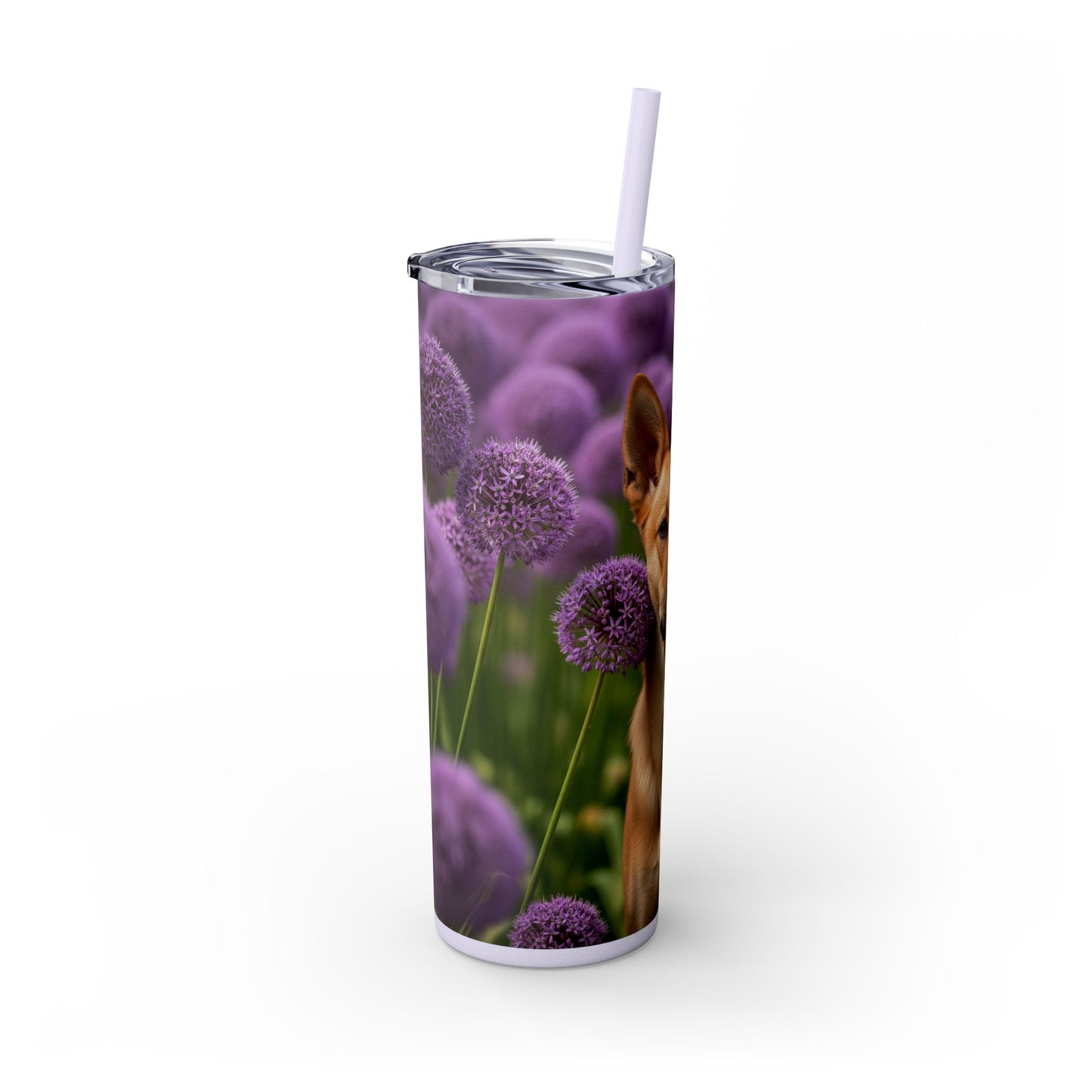 Canaan Dog Skinny Tumbler with Straw, 20oz
