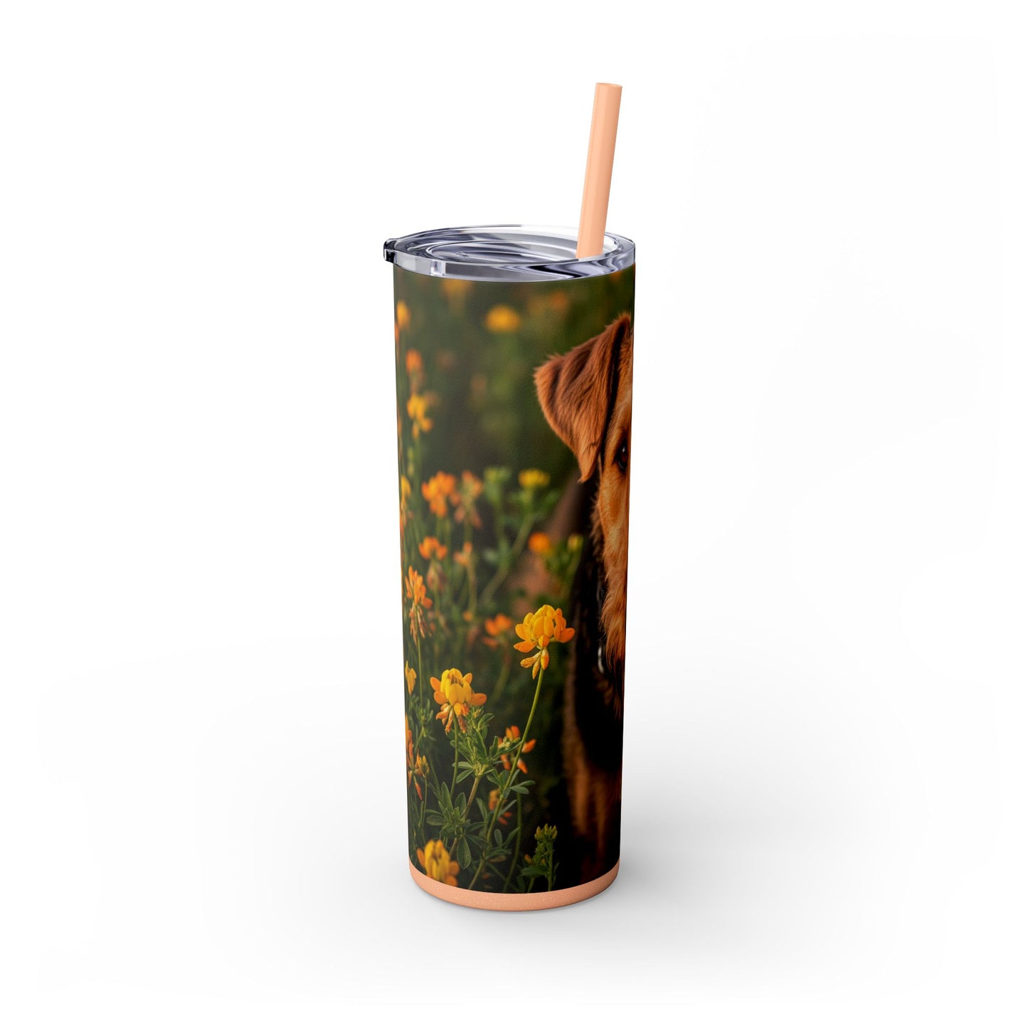 Airedale Terrier Skinny Tumbler with Straw, 20oz