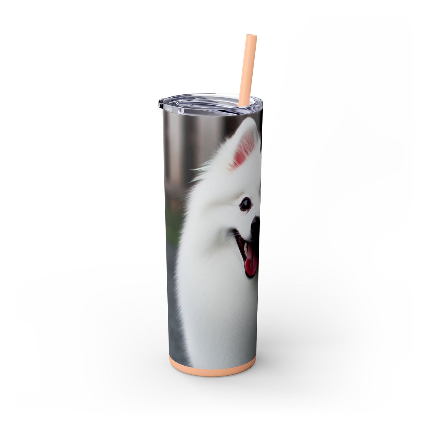 American Eskimo Dog Skinny Tumbler with Straw, 20oz