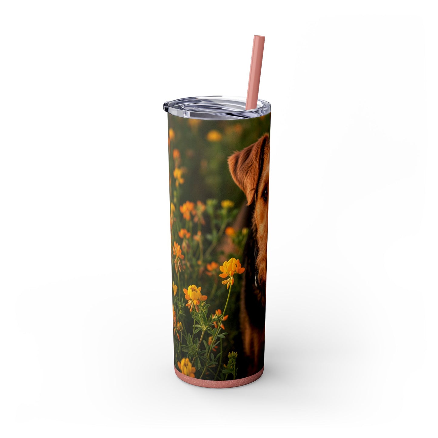 Airedale Terrier Skinny Tumbler with Straw, 20oz