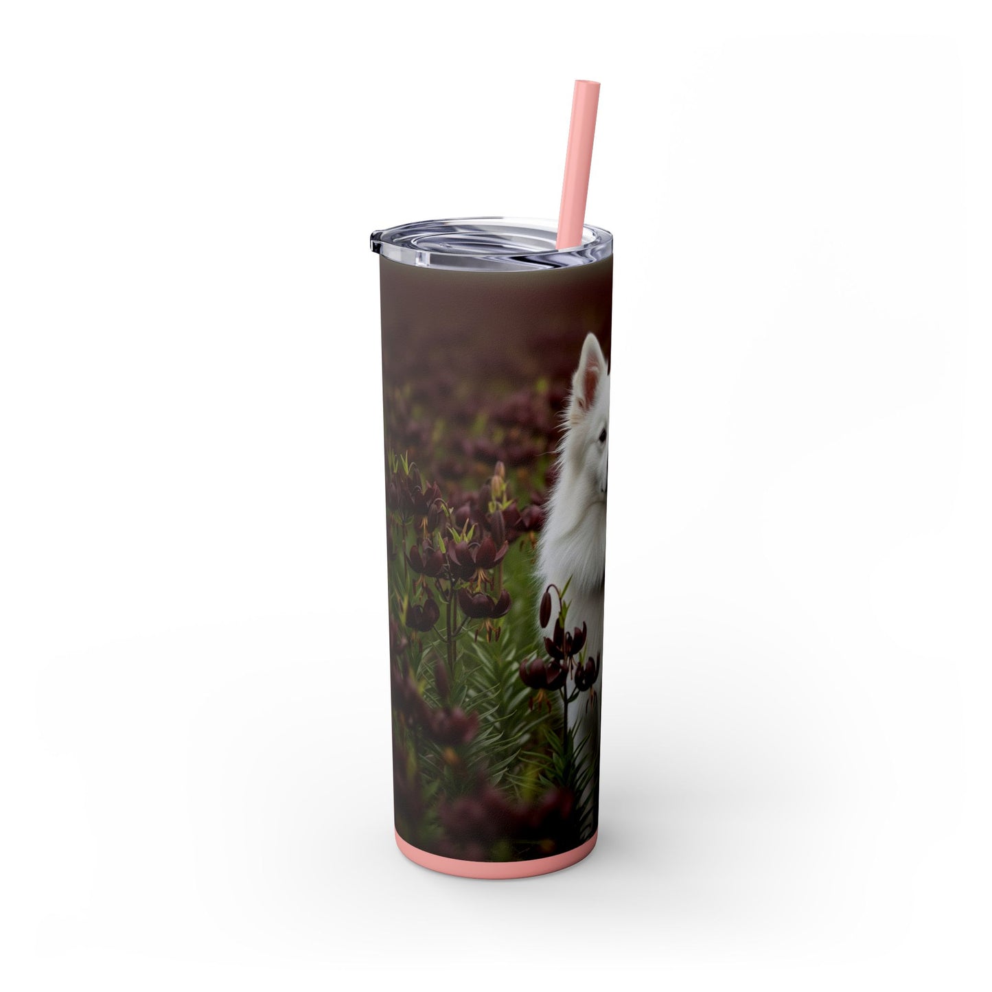 American Eskimo Dog Skinny Tumbler with Straw, 20oz