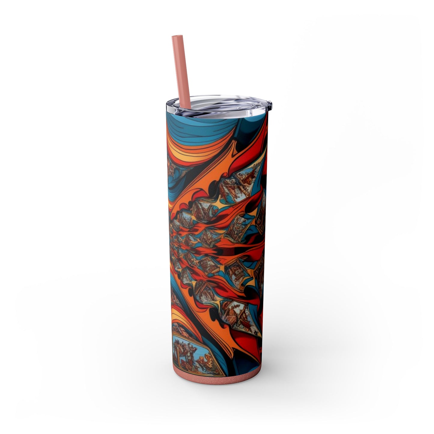 Optical Illusion Skinny Tumbler with Straw, 20oz