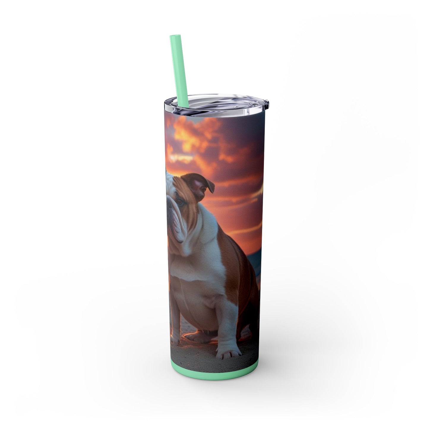 Bulldog Love Skinny Tumbler with Straw, 20oz