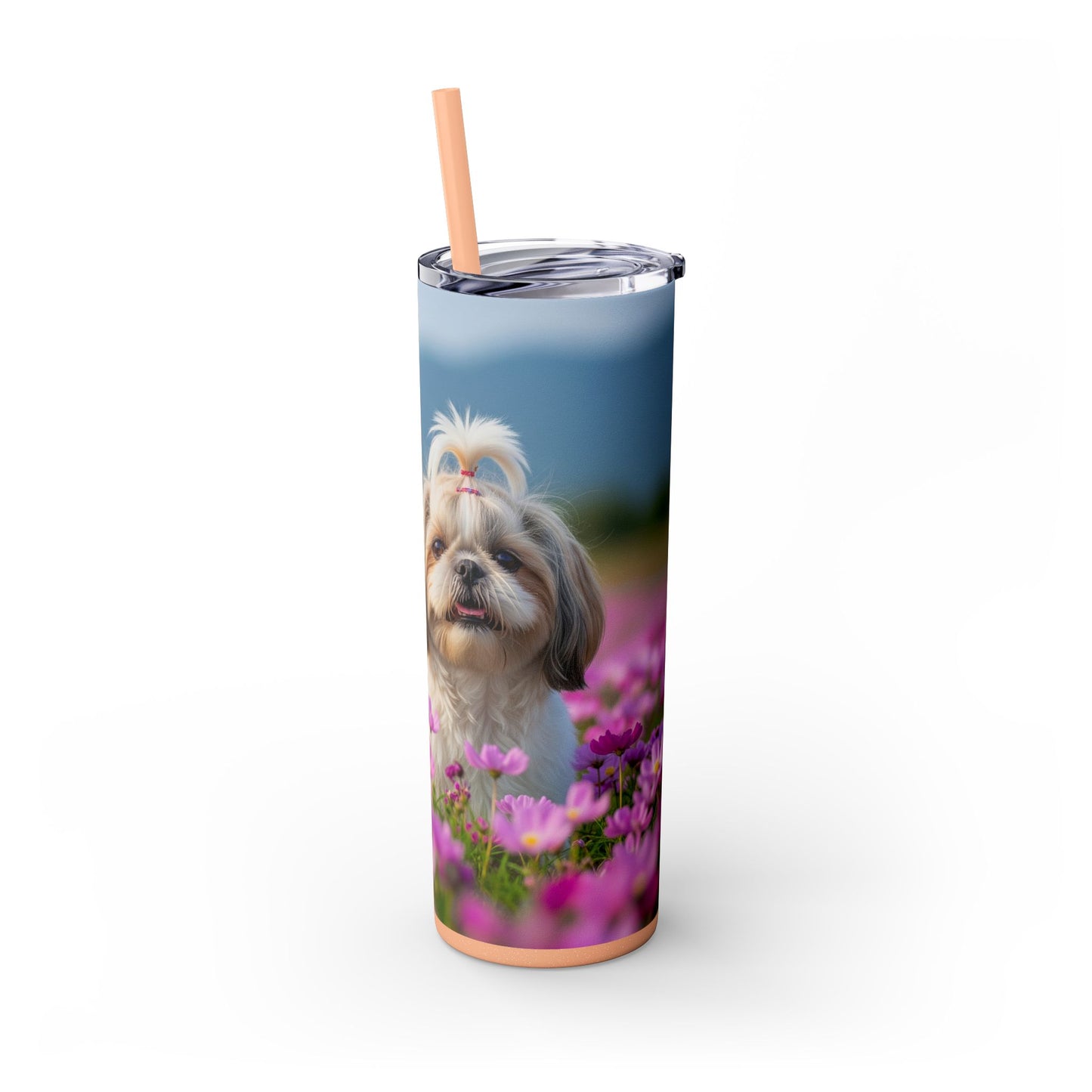 Shih Tzu Skinny Tumbler with Straw, 20oz
