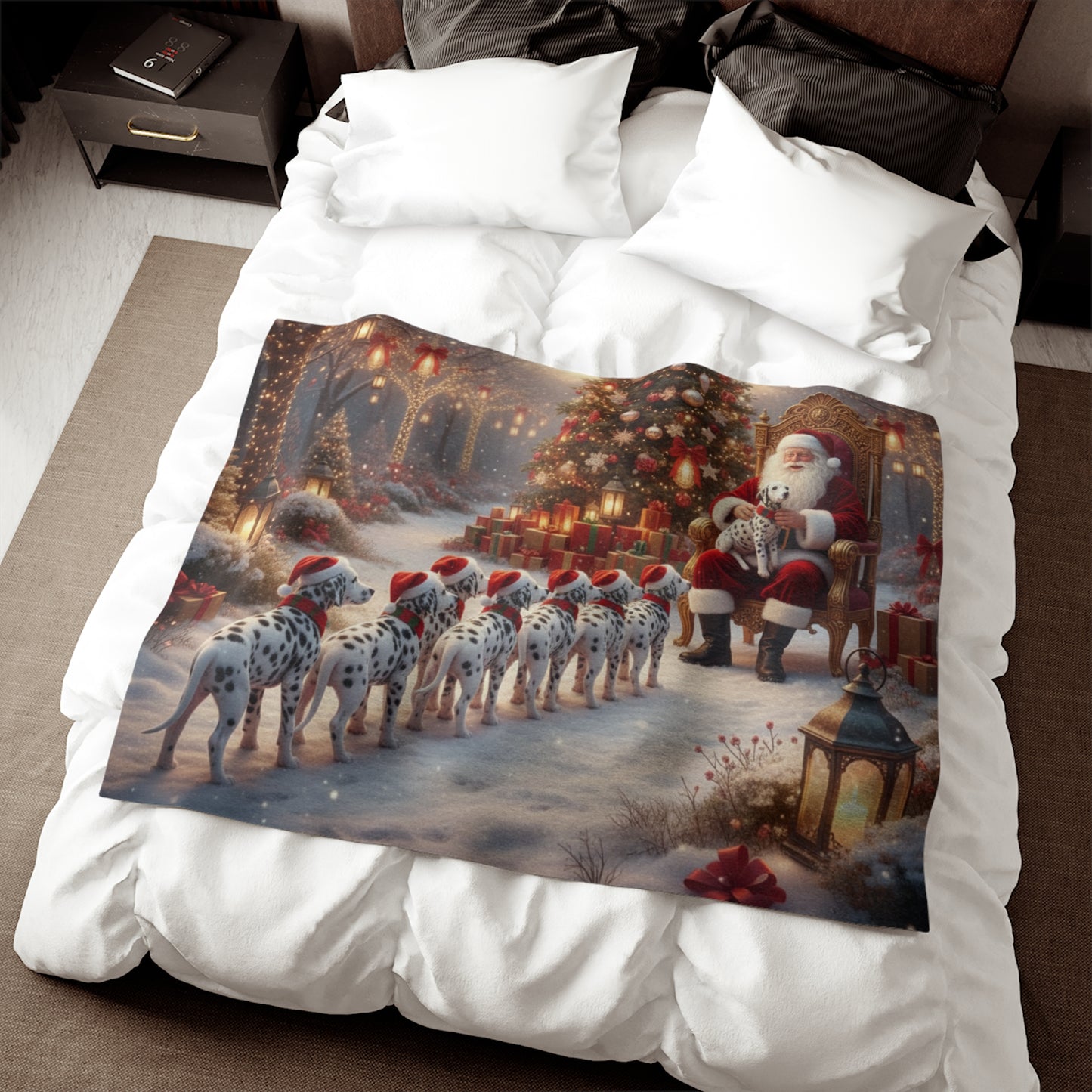 Santa and Dalmatian Puppies Blanket